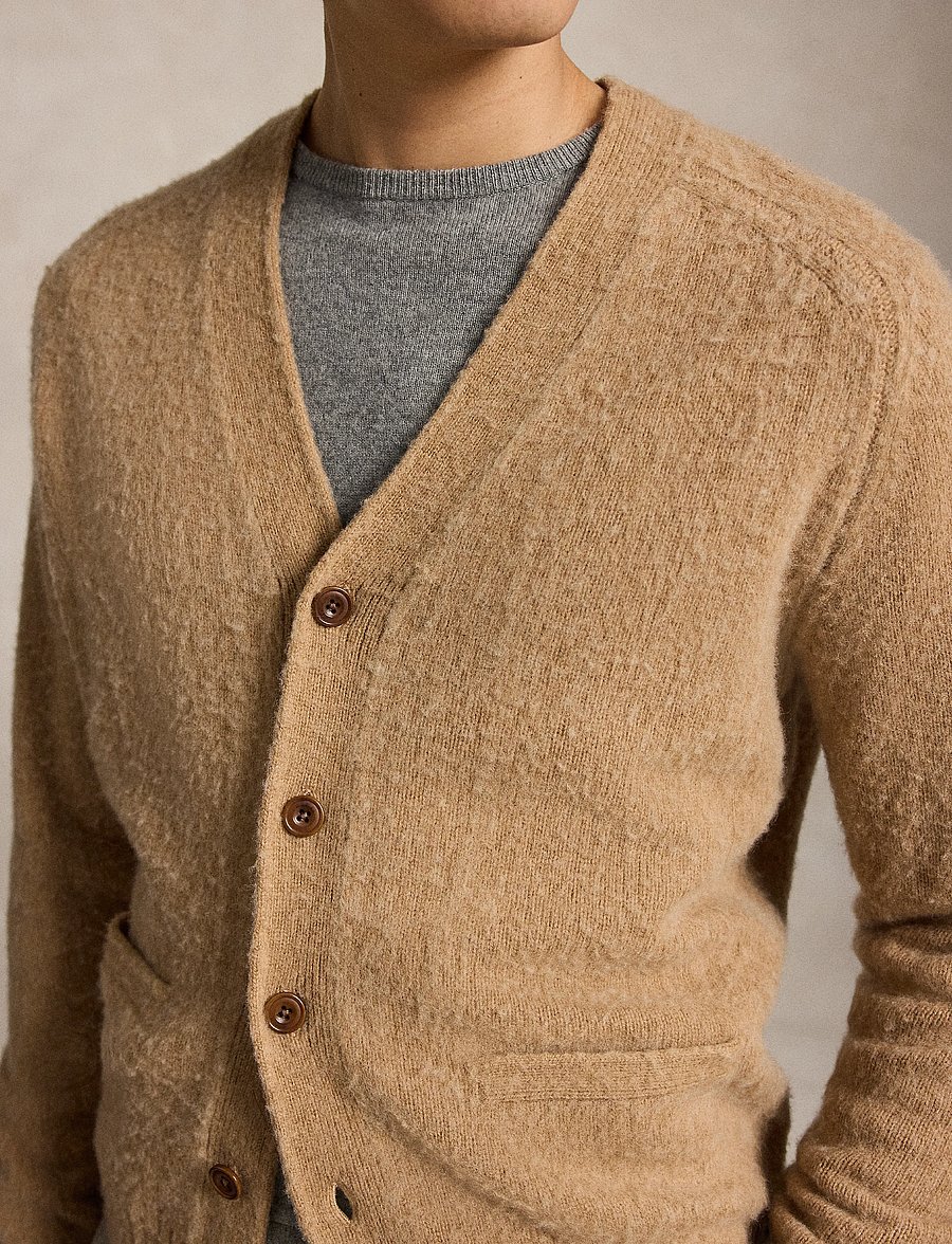 Polo Ralph Lauren - Suede-Patch Wool-Cashmere Cardigan - cardigans - crouton tan heath - 4