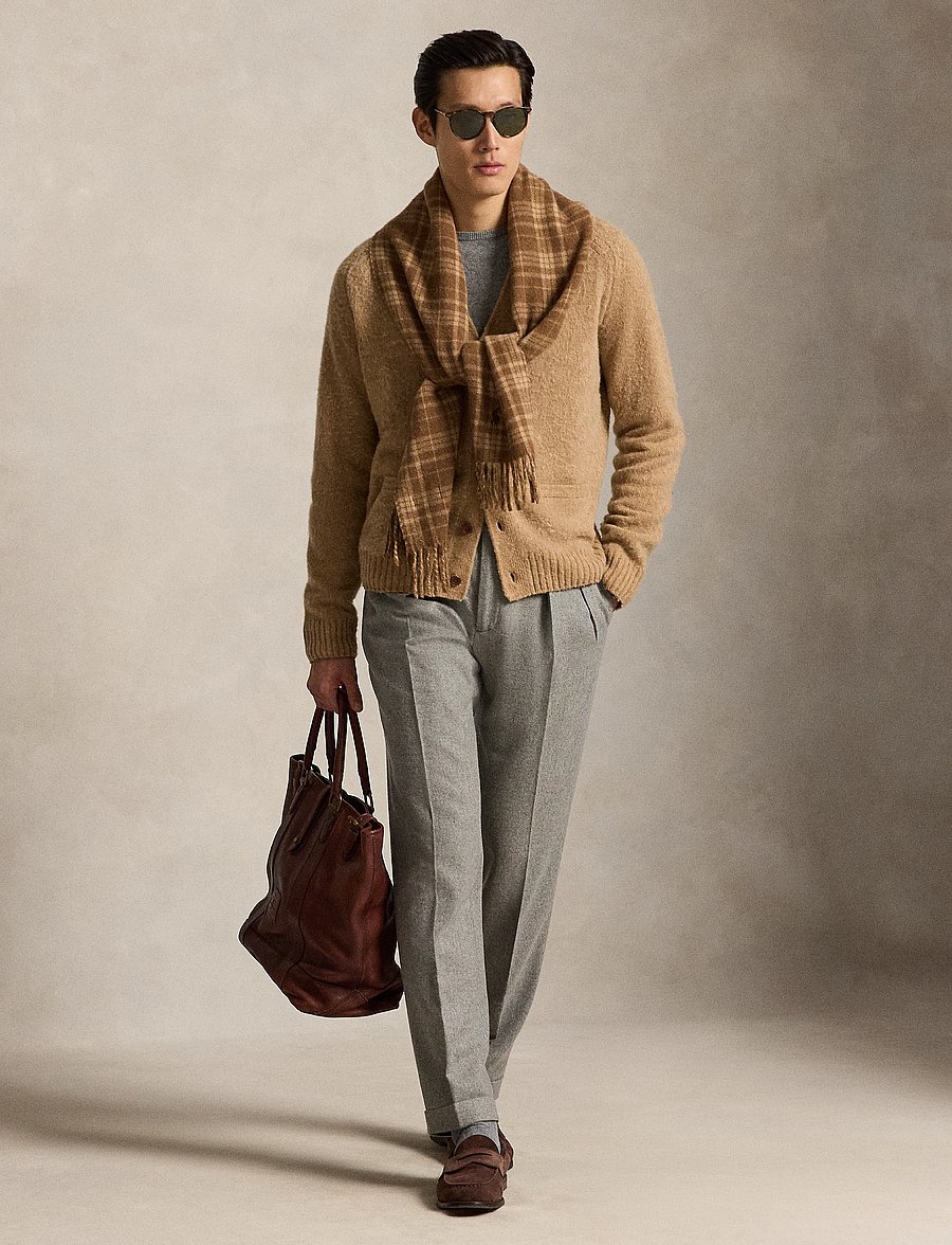 Polo Ralph Lauren - Suede-Patch Wool-Cashmere Cardigan - cardigans - crouton tan heath - 5