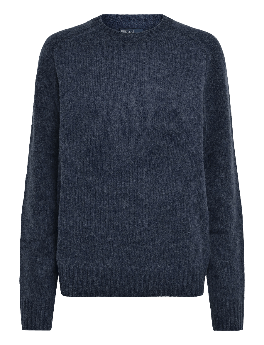 Polo Ralph Lauren - Suede-Patch Wool-Cashmere Sweater - knitted round necks - basalt navy hthr - 2