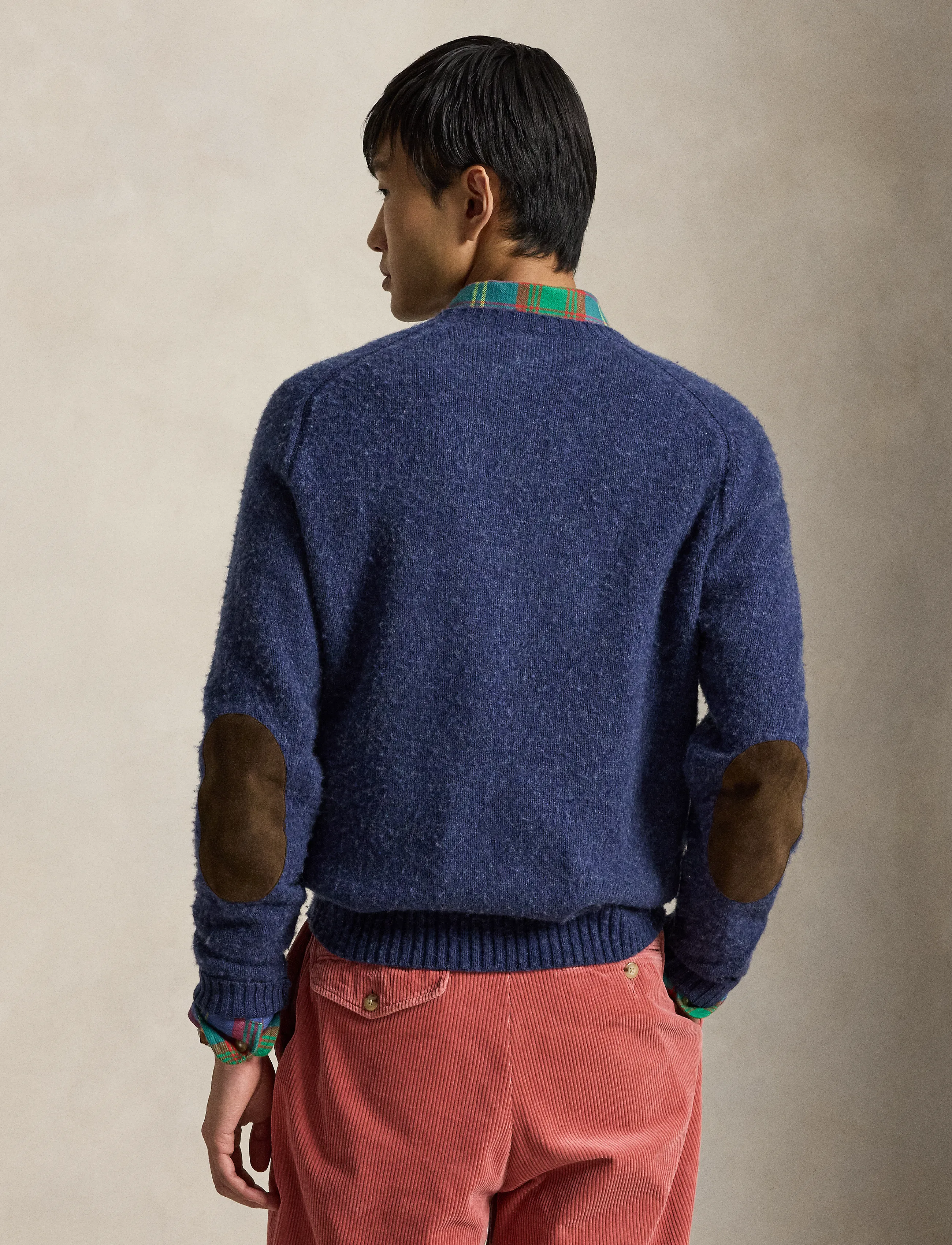 Polo Ralph Lauren - Suede-Patch Wool-Cashmere Sweater - basalt navy hthr - 2