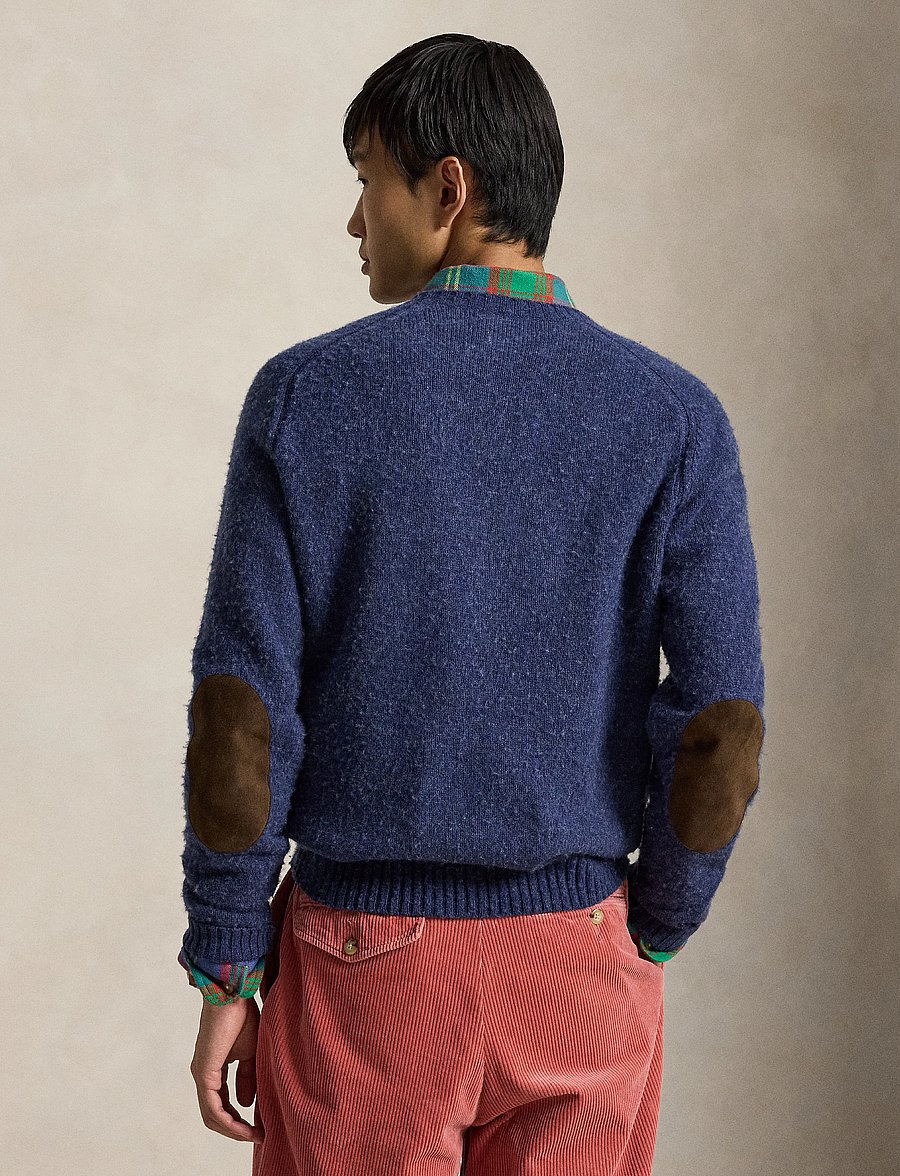Polo Ralph Lauren - Suede-Patch Wool-Cashmere Sweater - Ümmarguse kaelusega kudumid - basalt navy hthr - 2