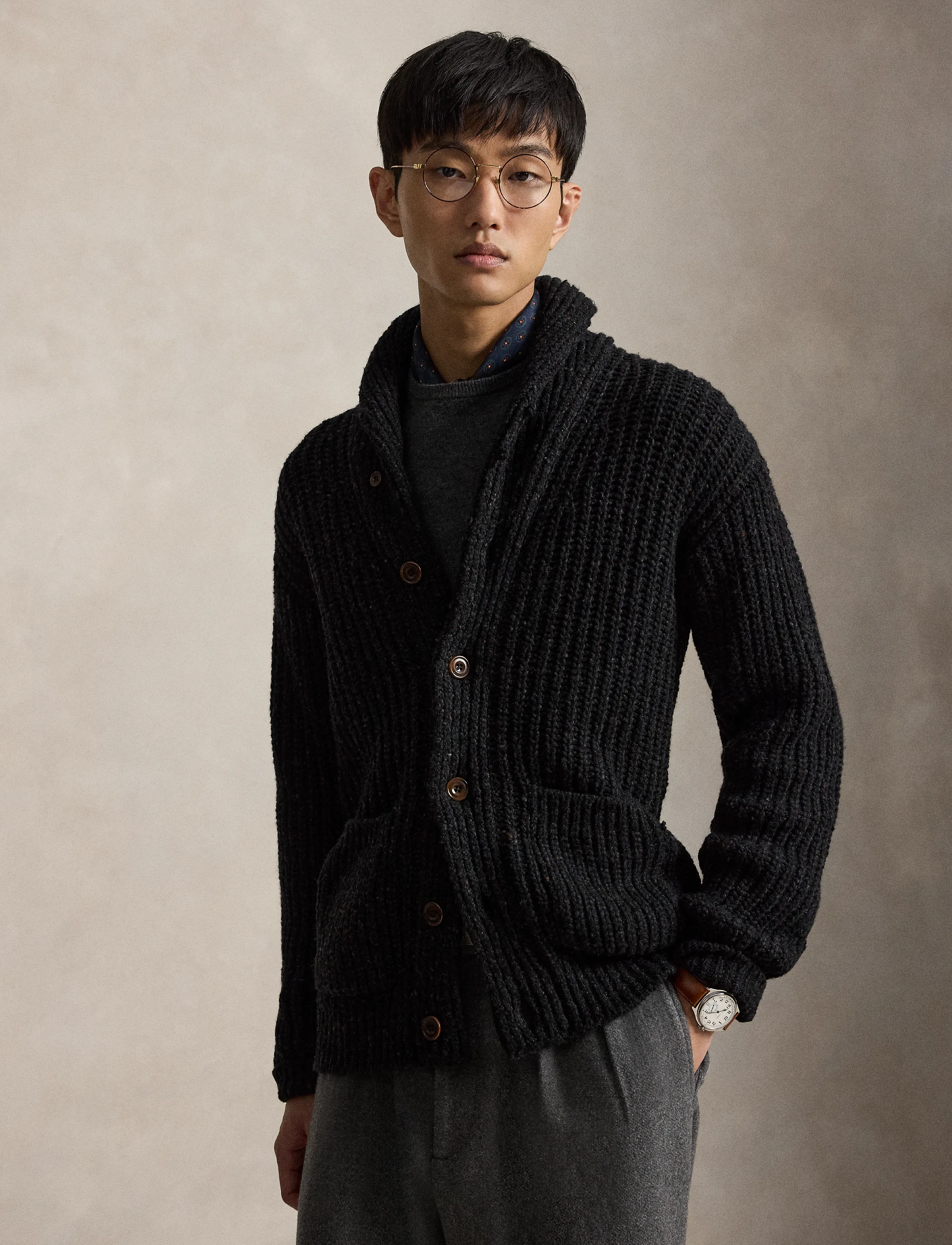 Polo Ralph Lauren Wool-Blend Shawl Cardigan - Herbstgarderobe - BLACK MARL / black