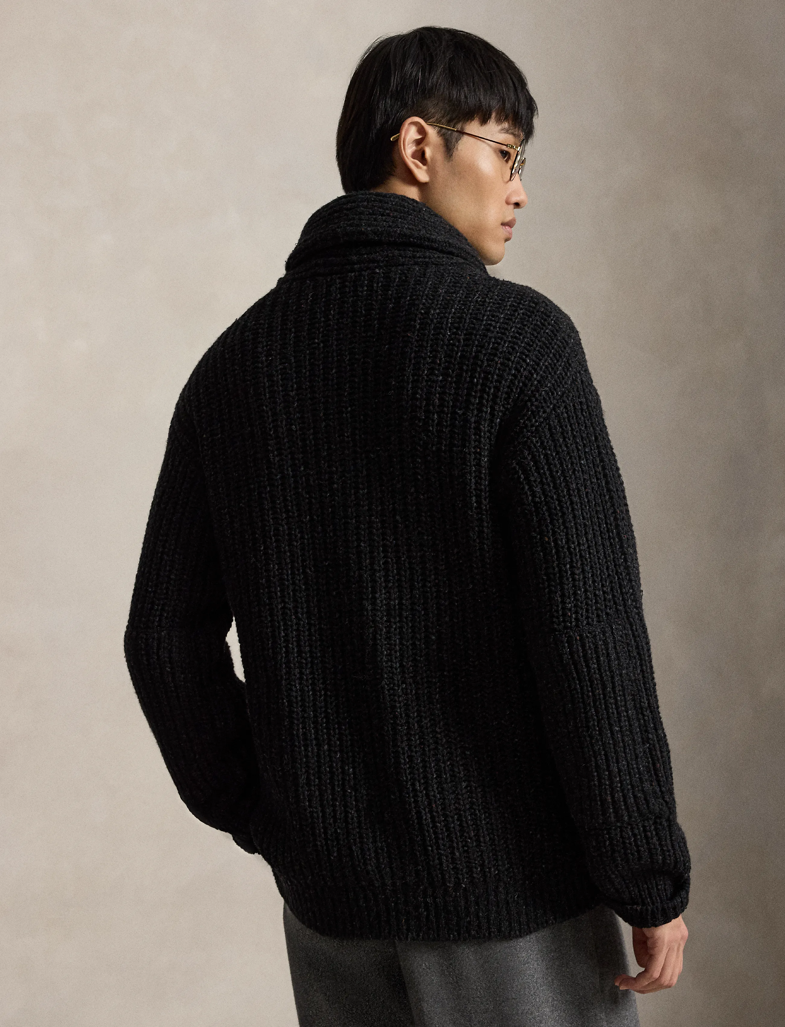 Polo Ralph Lauren - Wool-Blend Shawl Cardigan - cardigans - black marl - 4