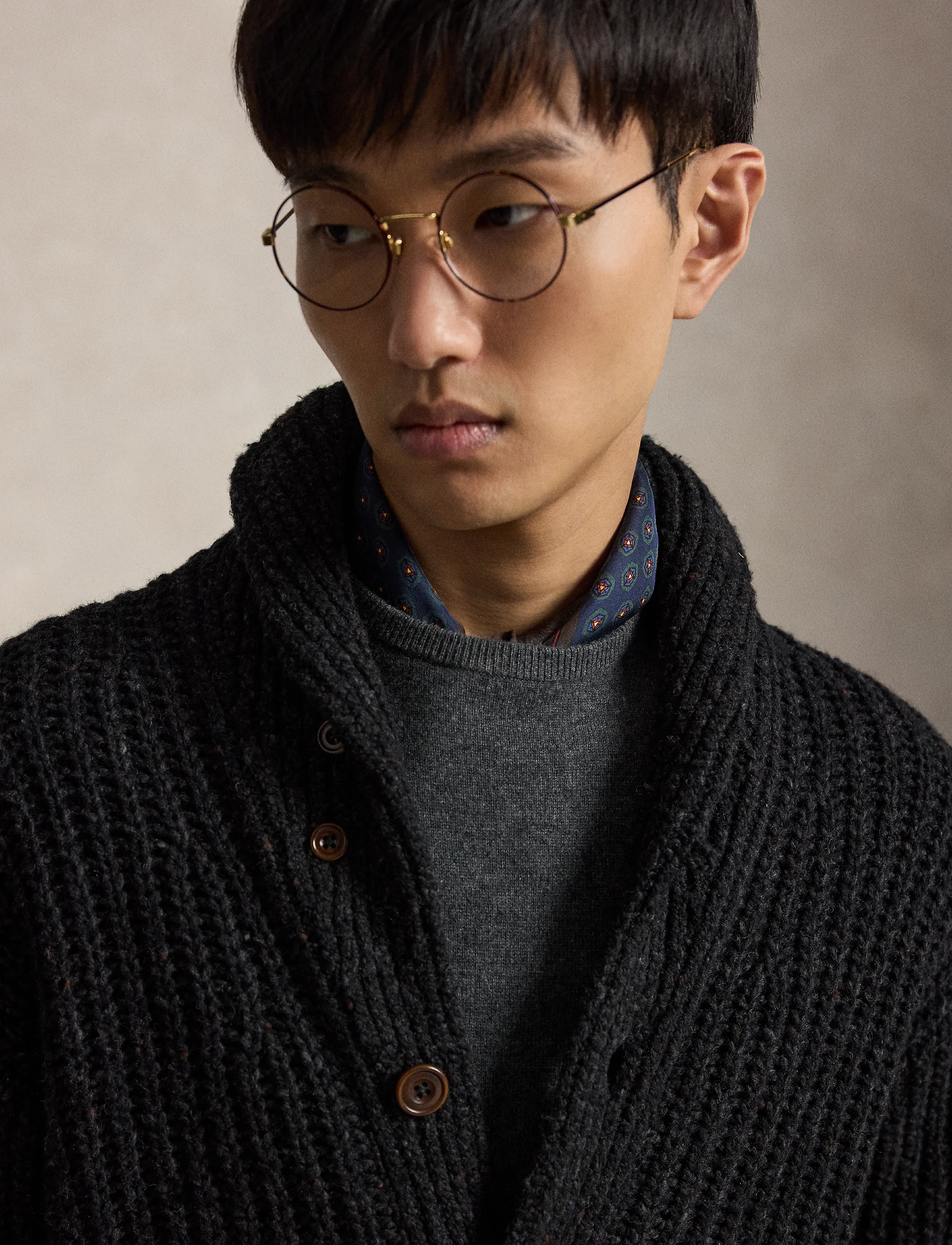 Polo Ralph Lauren - Wool-Blend Shawl Cardigan - cardigans - black marl - 5