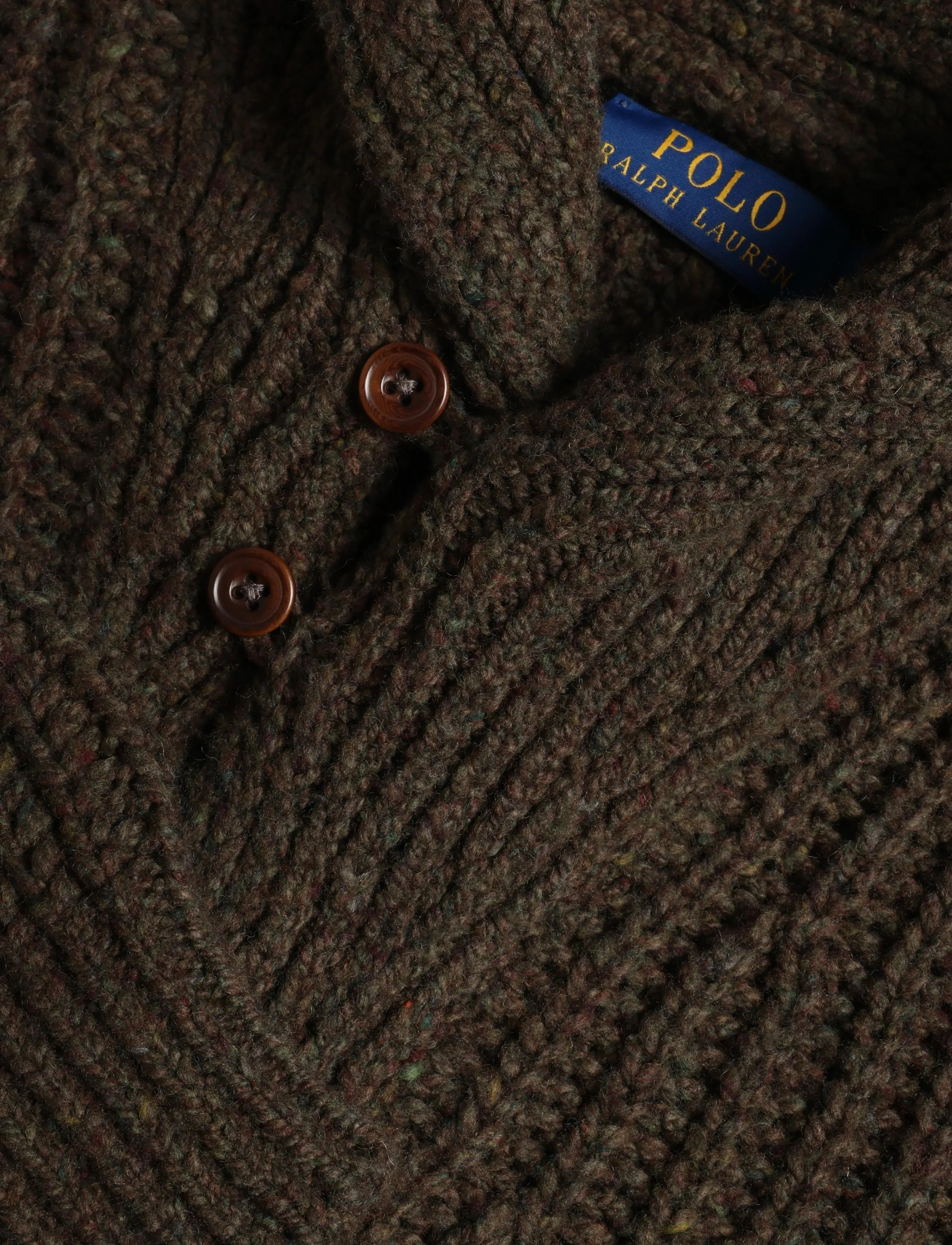 Polo Ralph Lauren - Wool-Blend Shawl Cardigan - cardigans - olive brown marl - 3