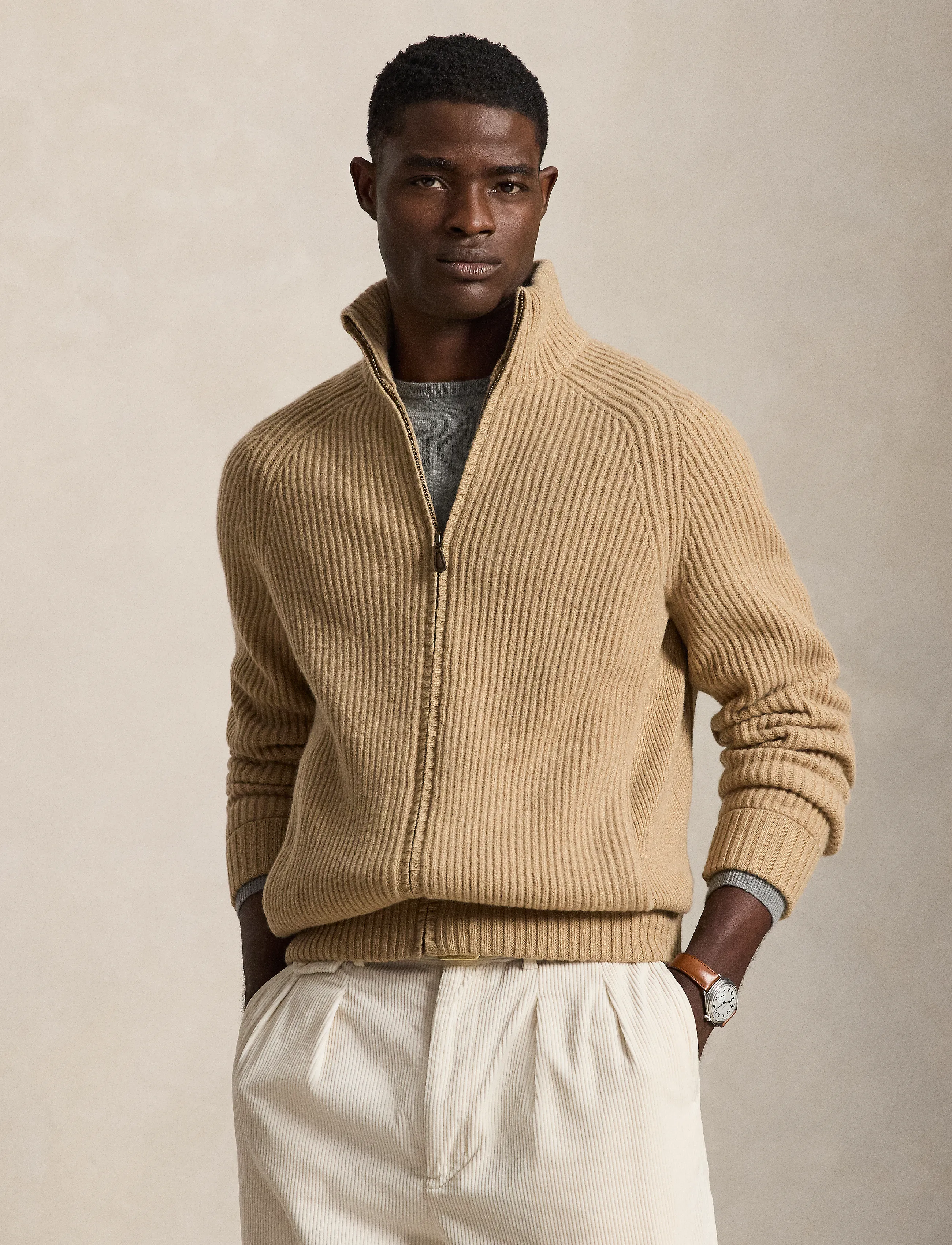 Polo Ralph Lauren - Wool-Cashmere Full-Zip Sweater - lukuga džemprid - camel melange - 1