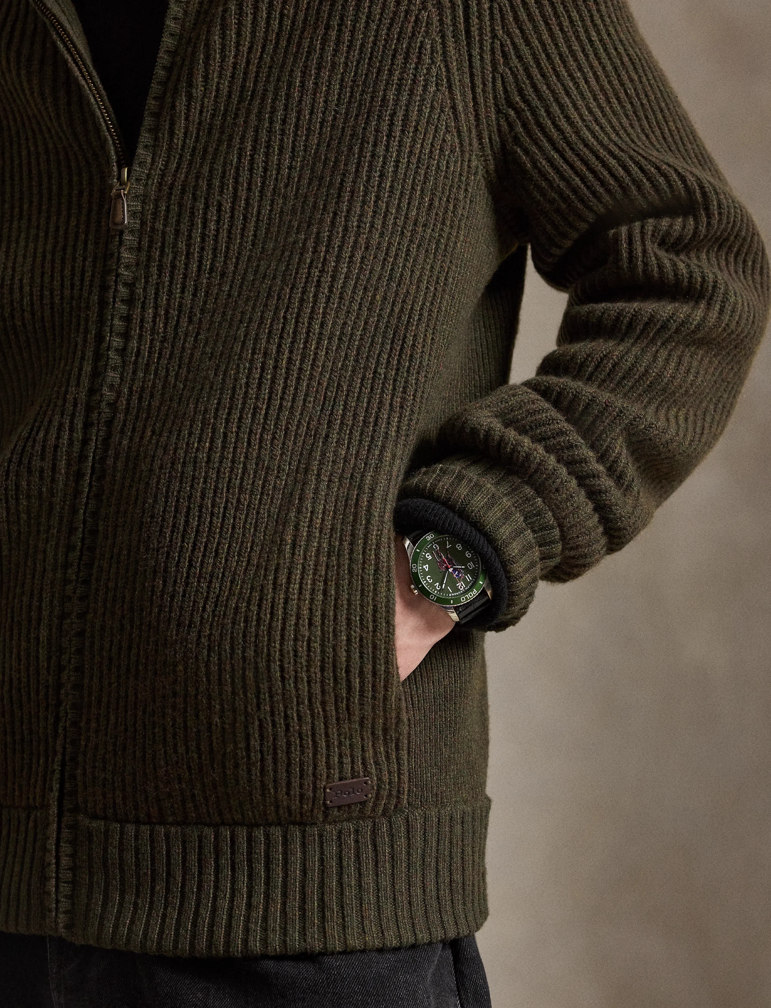 Polo Ralph Lauren - Wool-Cashmere Full-Zip Sweater - pullover mit durchgehendem reißverschluss - ekanite olive hth - 5