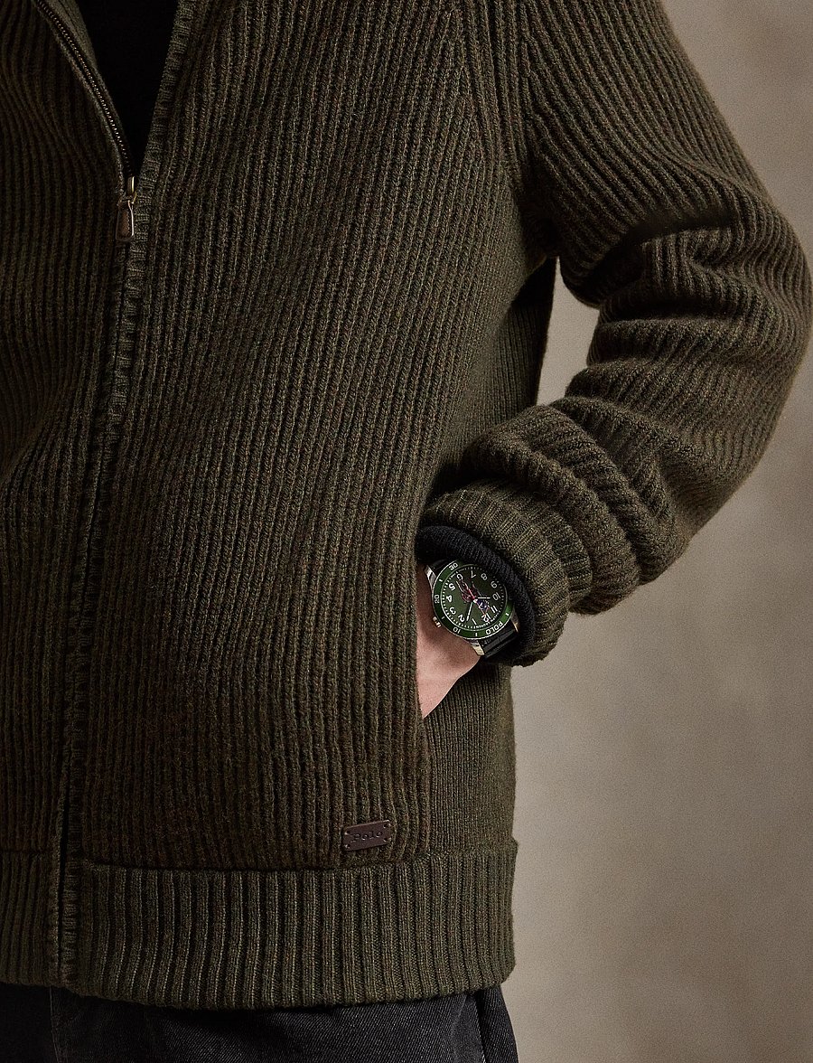 Polo Ralph Lauren - Wool-Cashmere Full-Zip Sweater - pullover mit durchgehendem reißverschluss - ekanite olive hth - 5