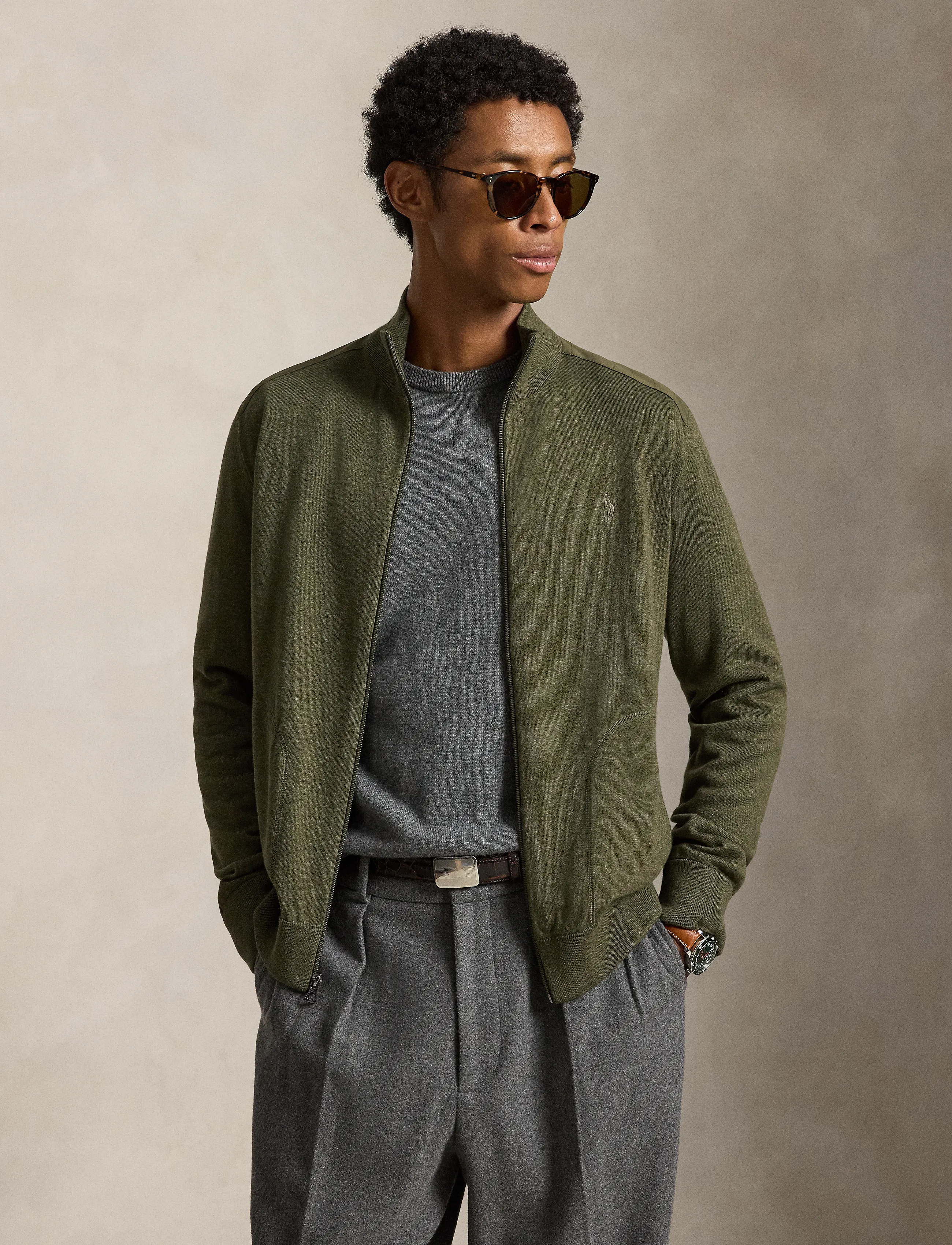 Polo Ralph Lauren - Hybrid Mockneck Cardigan - cardigans - olive combo - 1
