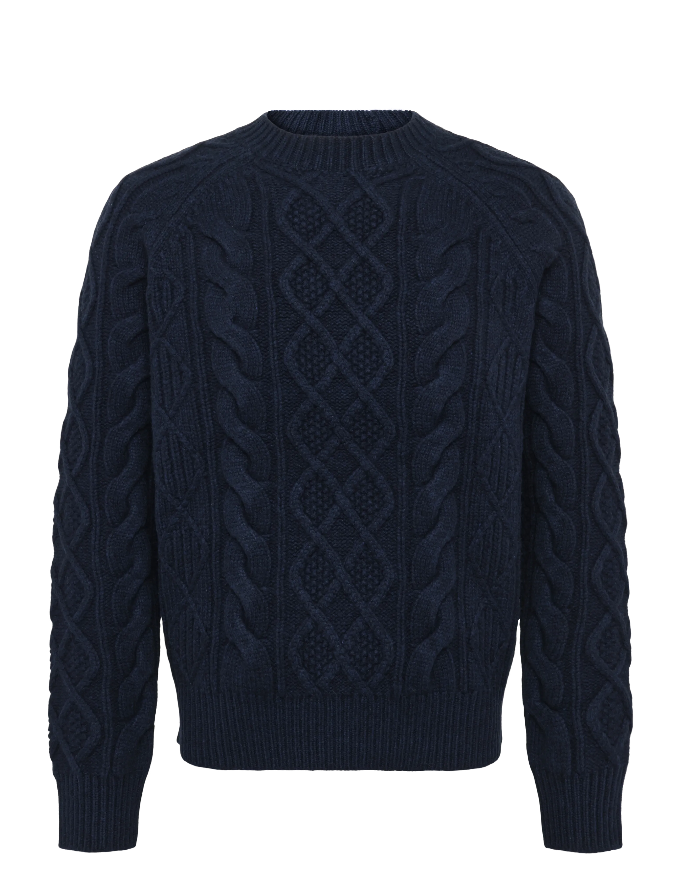 Polo Ralph Lauren Aran-Knit Wool-Alpaca Sweater, Mænd, Aran Striktrøje, Navy, Str: M