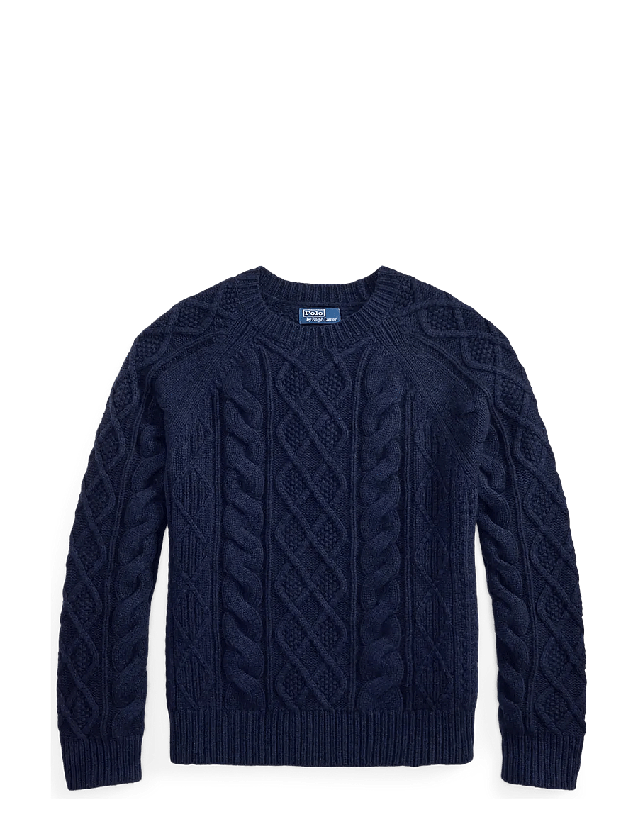 Polo Ralph Lauren - Aran-Knit Wool-Alpaca Sweater - glaucus nvy hthr - 2