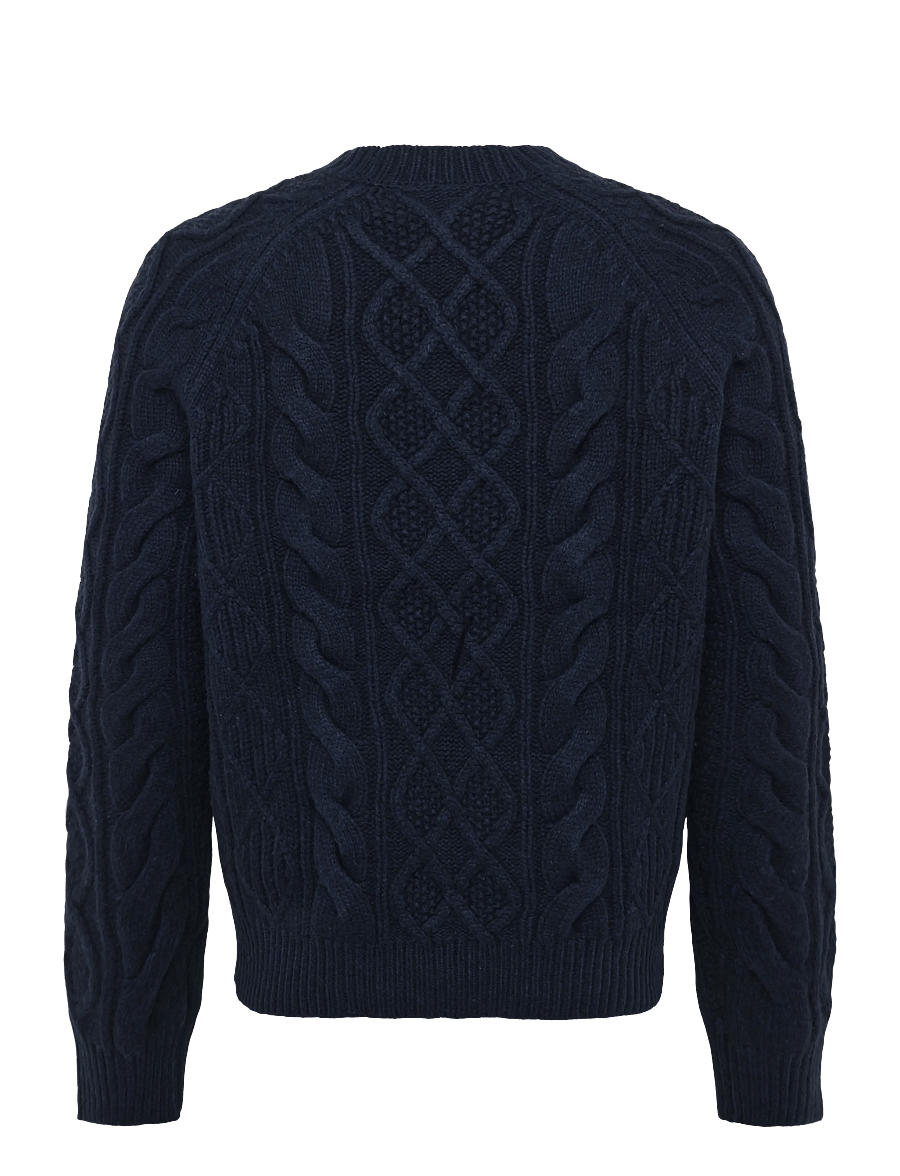 Polo Ralph Lauren - Aran-Knit Wool-Alpaca Sweater - rundhals - glaucus nvy hthr - 3