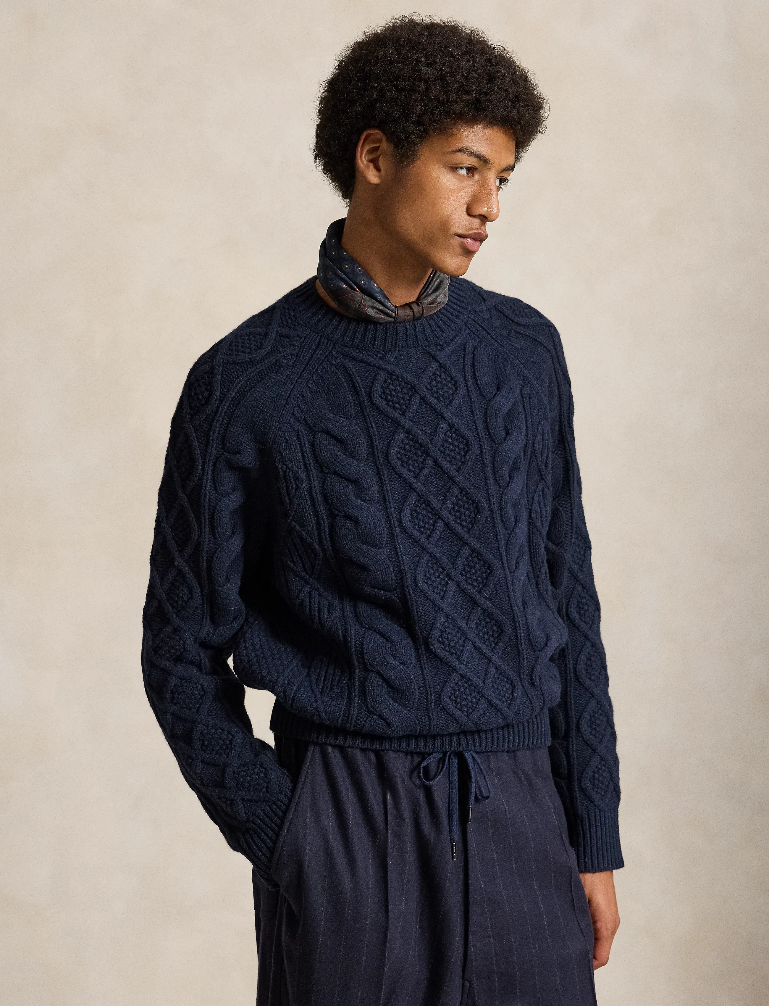 Polo Ralph Lauren - Aran-Knit Wool-Alpaca Sweater - glaucus nvy hthr - 1