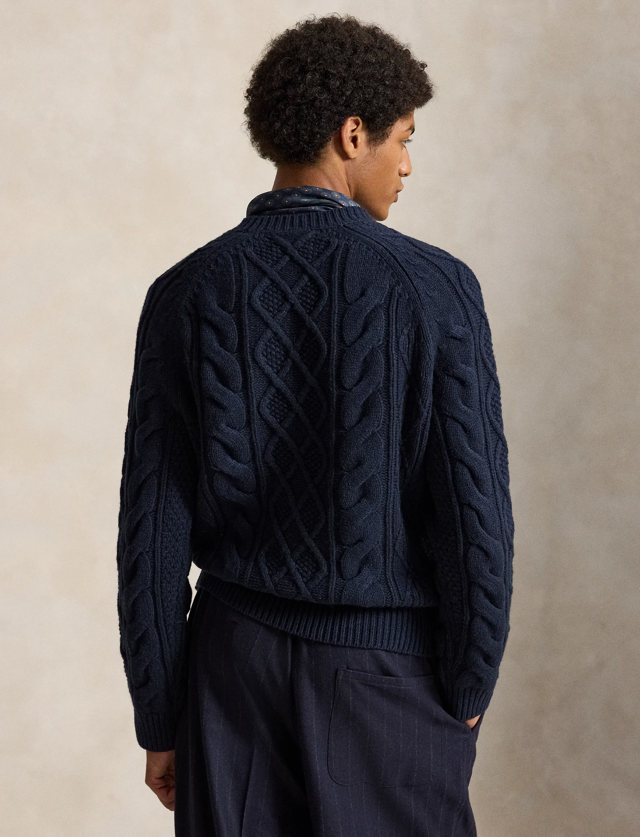 Polo Ralph Lauren - Aran-Knit Wool-Alpaca Sweater - glaucus nvy hthr - 3