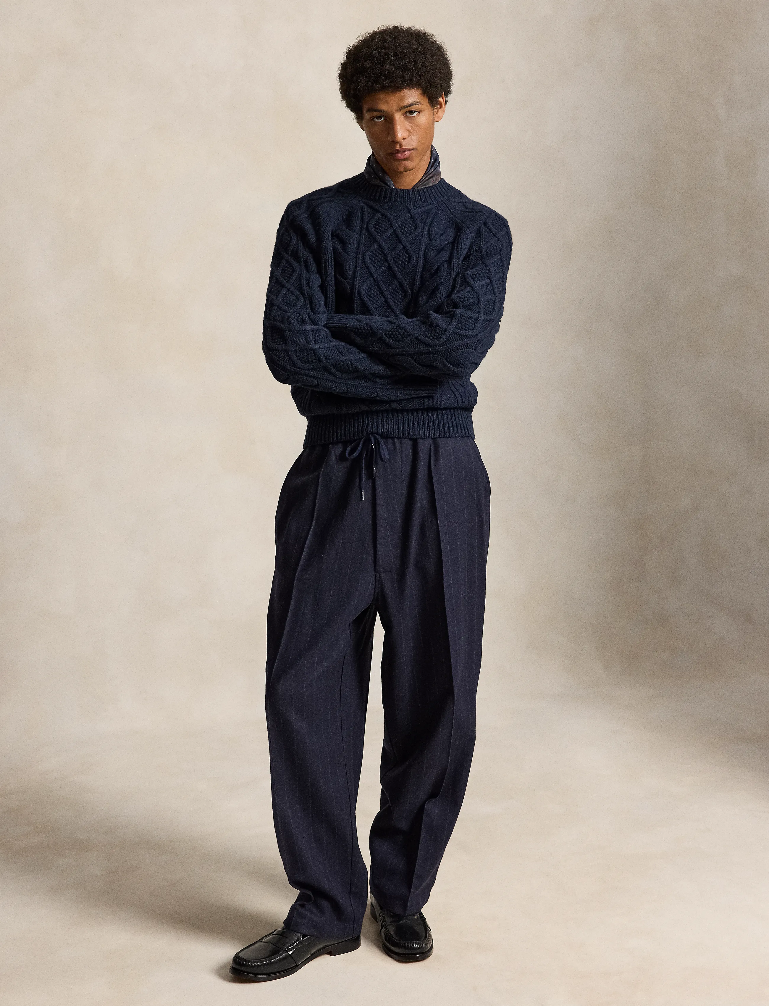 Polo Ralph Lauren - Aran-Knit Wool-Alpaca Sweater - glaucus nvy hthr - 5