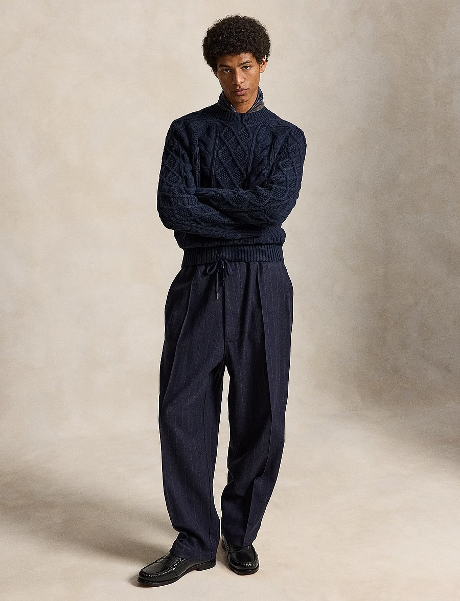 Polo Ralph Lauren - Aran-Knit Wool-Alpaca Sweater - glaucus nvy hthr - 5