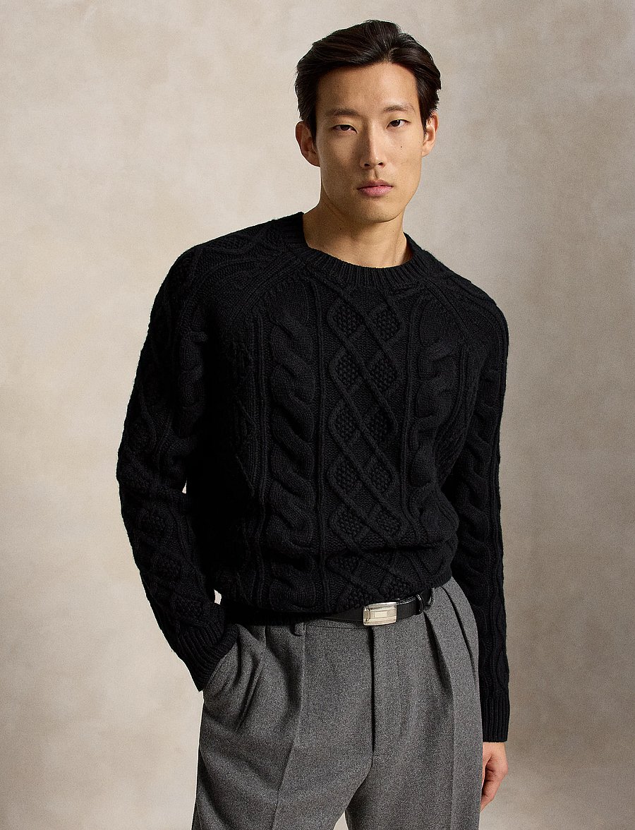 Polo Ralph Lauren - Aran-Knit Wool-Alpaca Sweater - polo black - 1