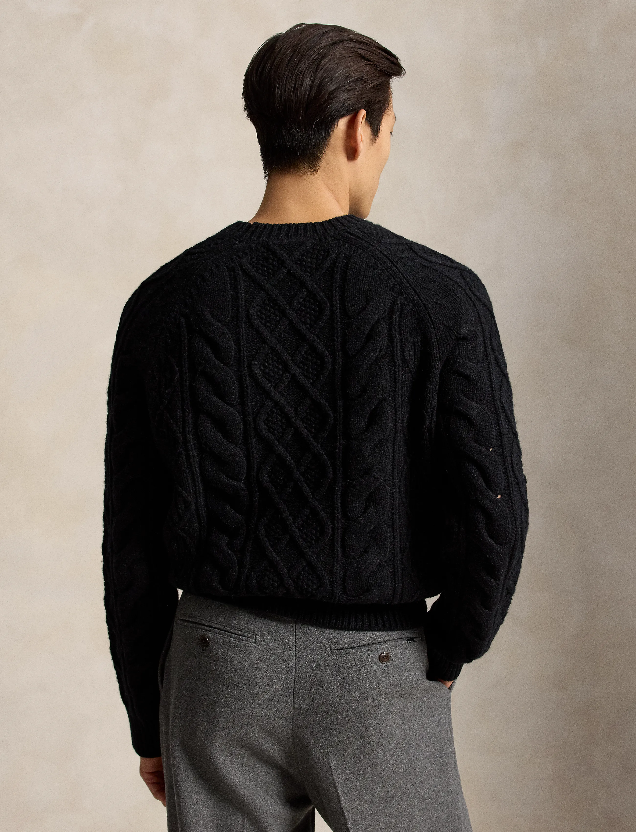 Polo Ralph Lauren - Aran-stickad tröja i ull-alpacka - polo black - 3