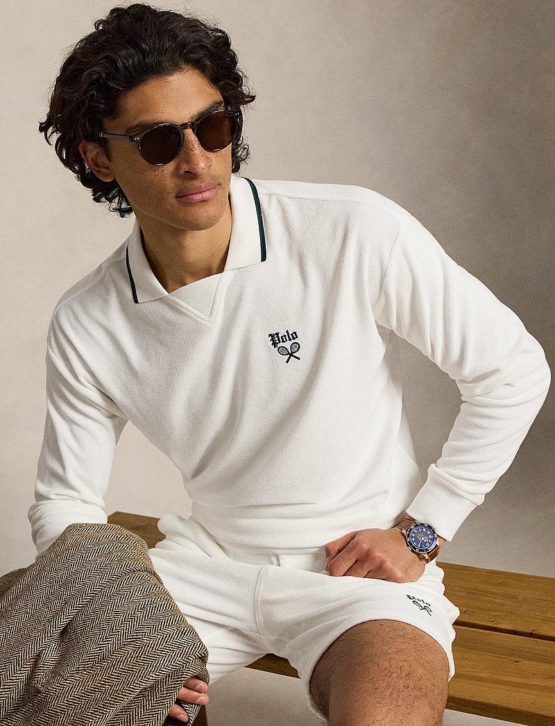Polo Ralph Lauren - Terry Polo-Collar Sweatshirt - polo marškinėliai ilgomis rankovėmis - white - 0