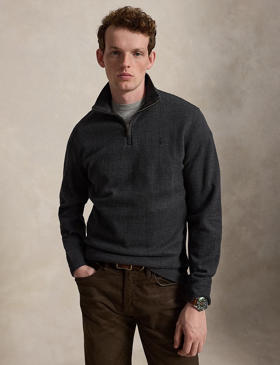 Polo Ralph Lauren - Plaid Estate-Rib Quarter-Zip Pullover - half zip jumpers - edgewood glen-wnd - 0