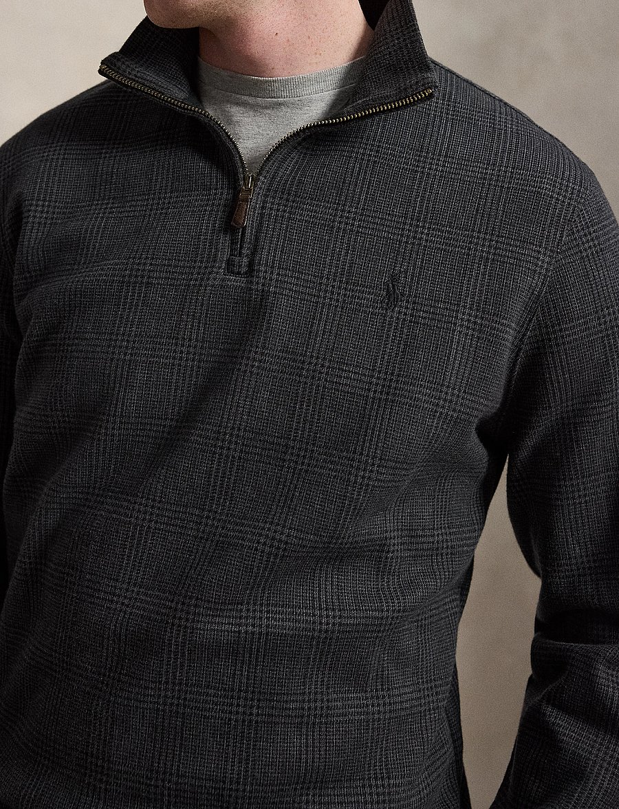 Polo Ralph Lauren - Plaid Estate-Rib Quarter-Zip Pullover - half zip jumpers - edgewood glen-wnd - 3