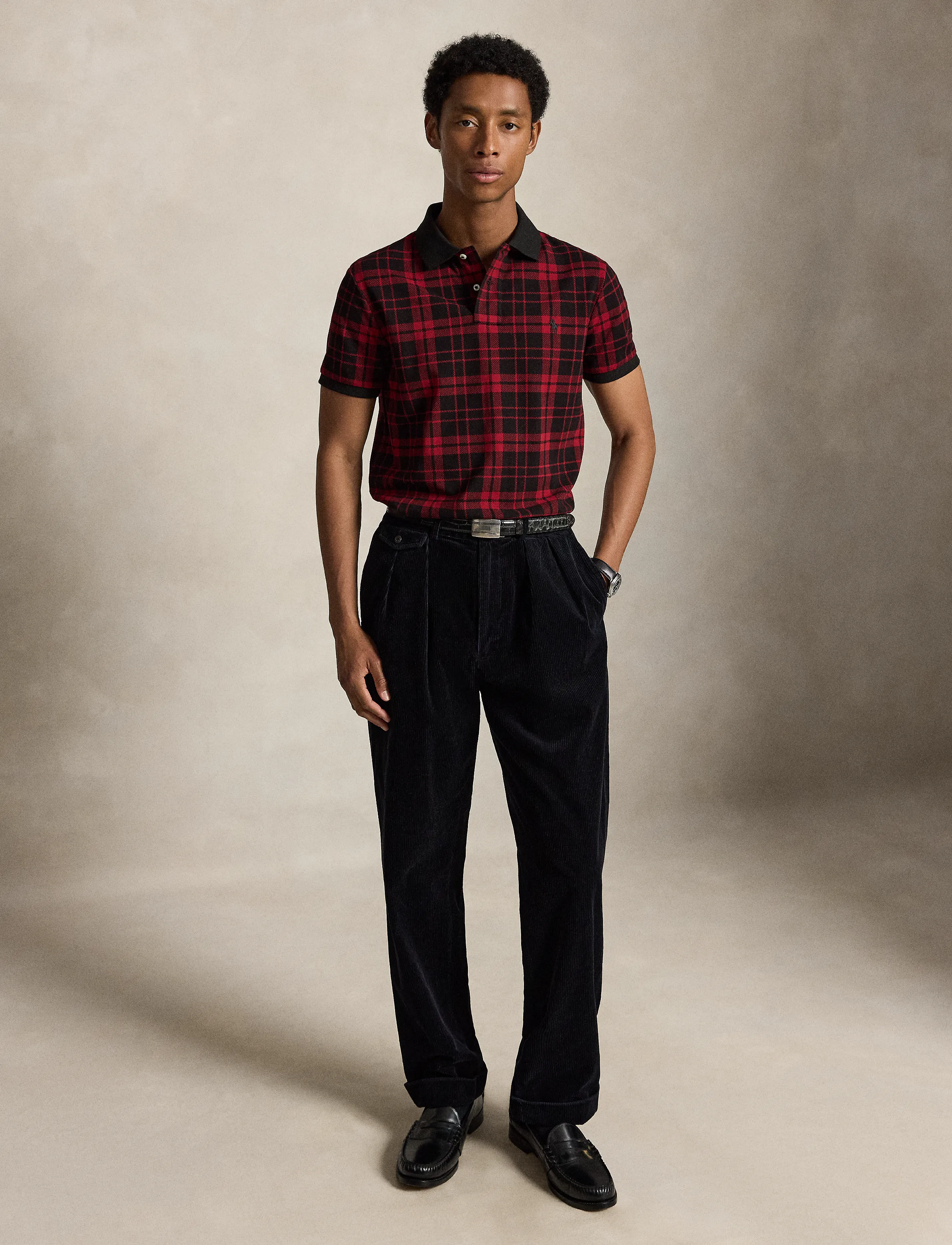 Polo Ralph Lauren Custom Slim Fit Plaid Mesh Polo Shirt - Polo Ralph Lauren - WINDSOR COURT PLA / red