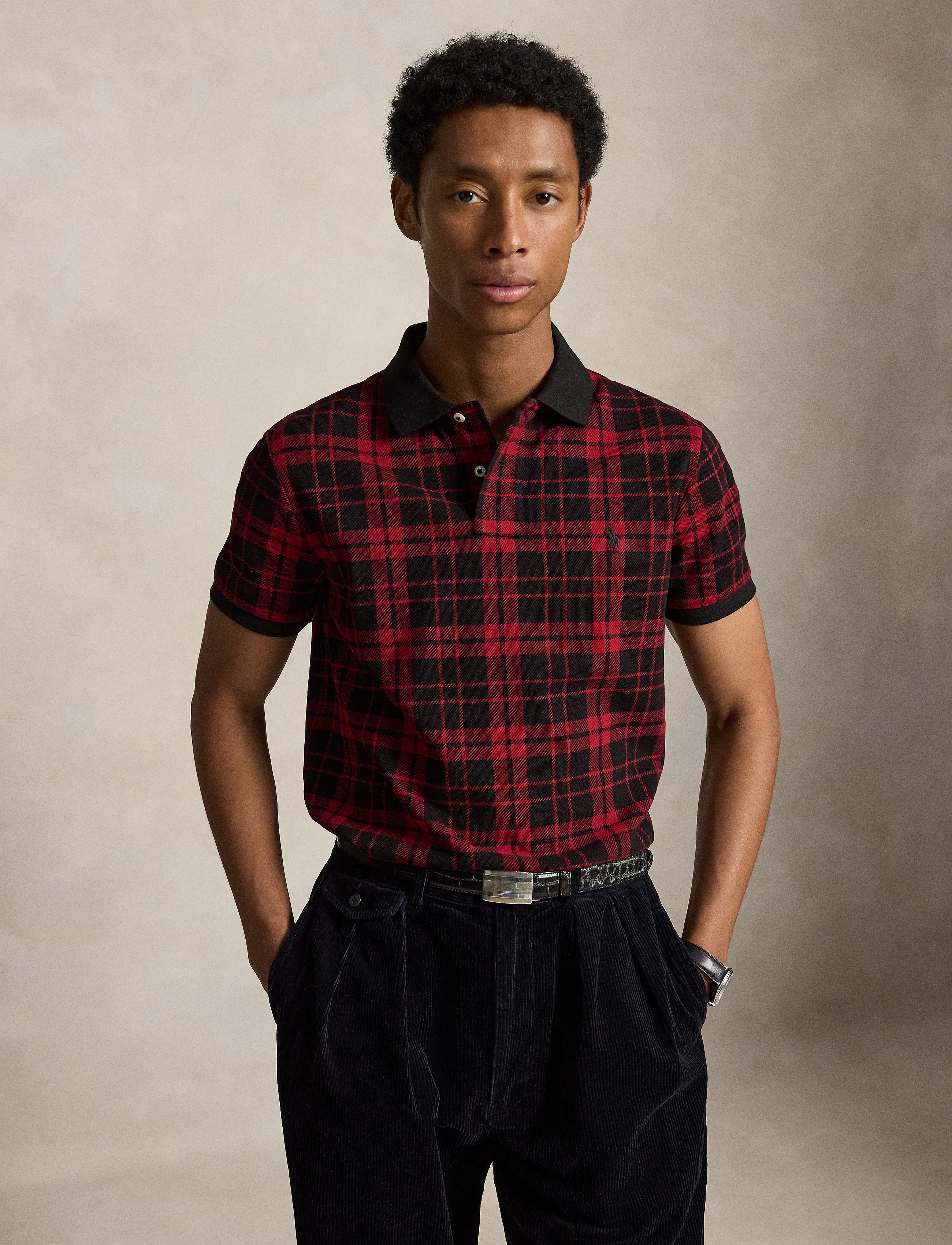 Polo Ralph Lauren - Custom Slim Fit Plaid Mesh Polo Shirt - windsor court pla - 4