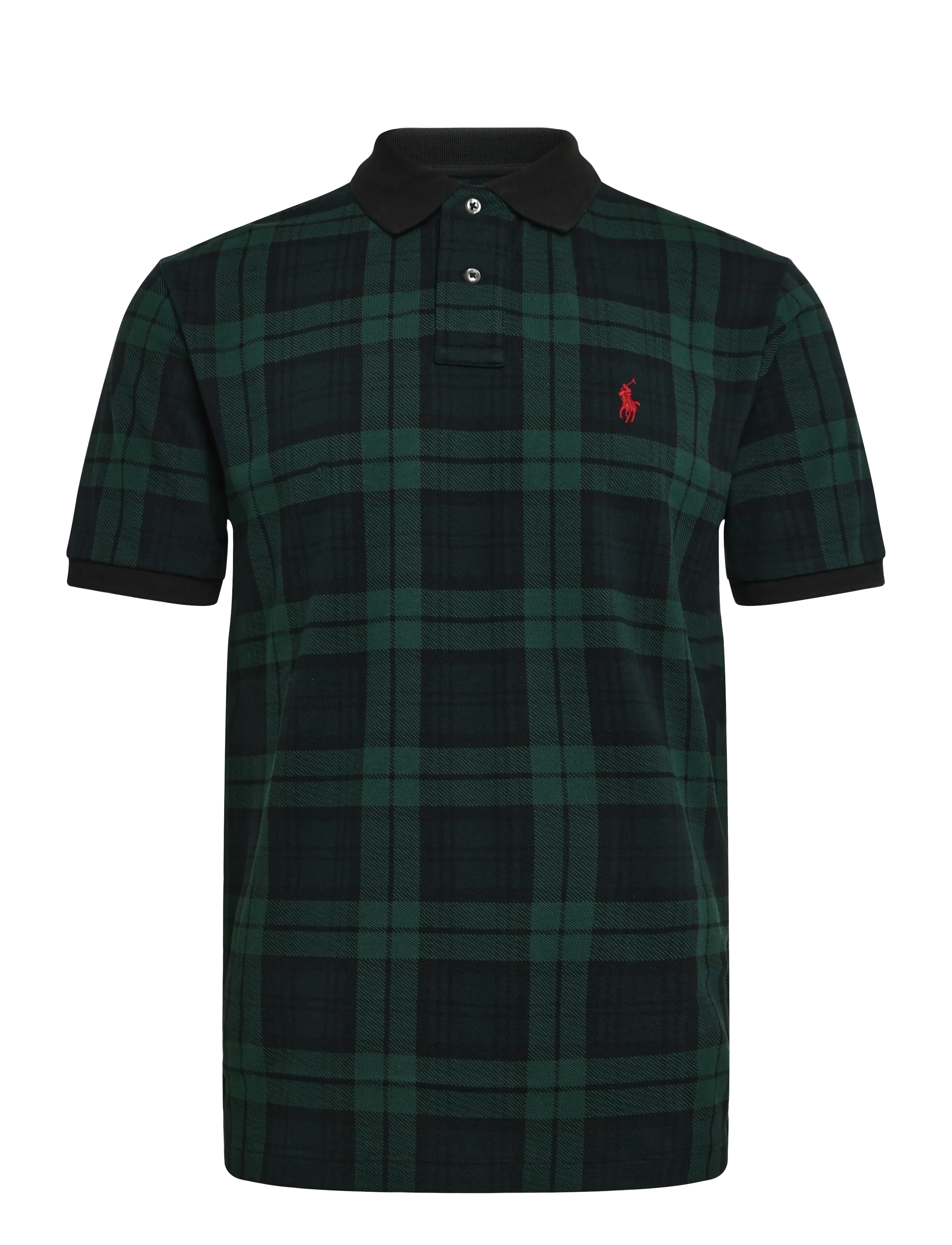 Polo Ralph Lauren Custom Slim Fit Plaid Mesh Polo Shirt - Poloer - BLACKWATCH PLAID / green