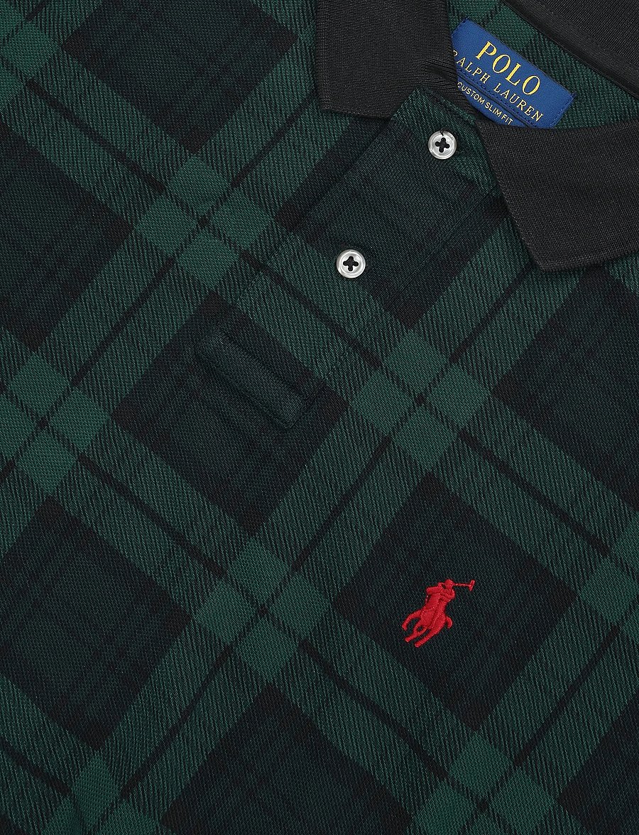 Polo Ralph Lauren - Custom Slim Fit Plaid Mesh Polo Shirt - blackwatch plaid - 4