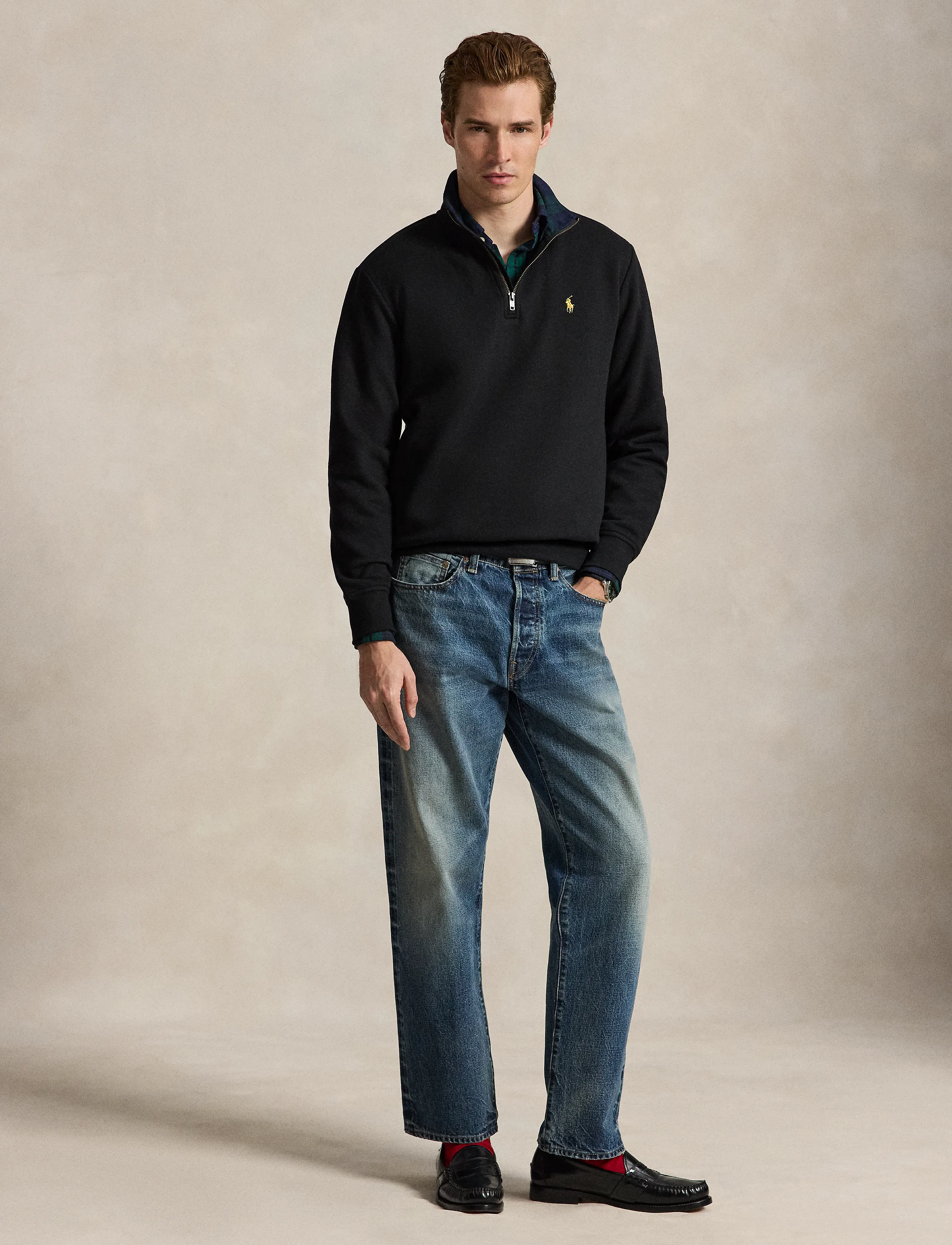 Polo Ralph Lauren - The RL Fleece Quarter-Zip Sweatshirt - polo black - 4