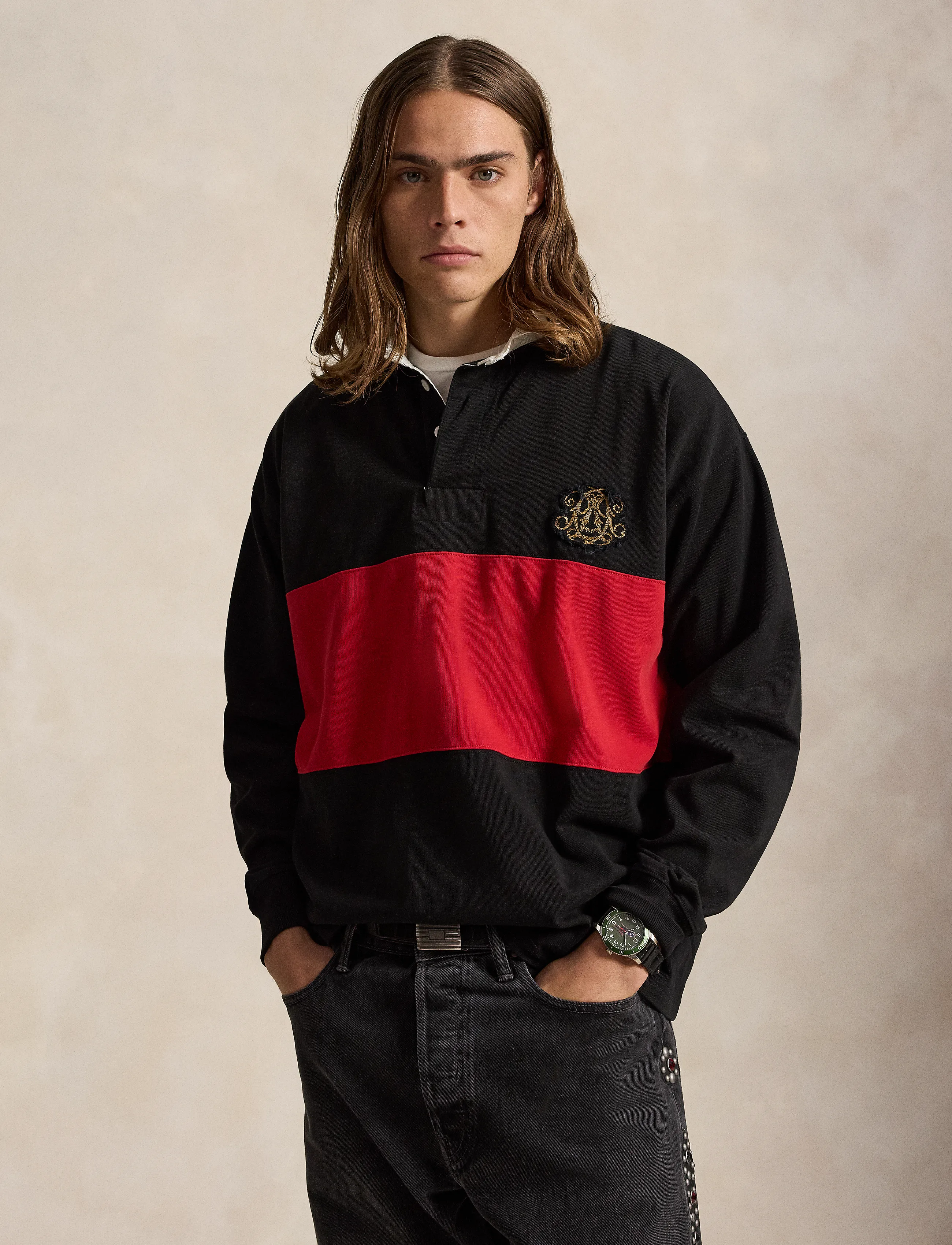 Polo Ralph Lauren Rugbytröja i jersey med vintagepassform - Preppy - POLO BLACK MULTI / black