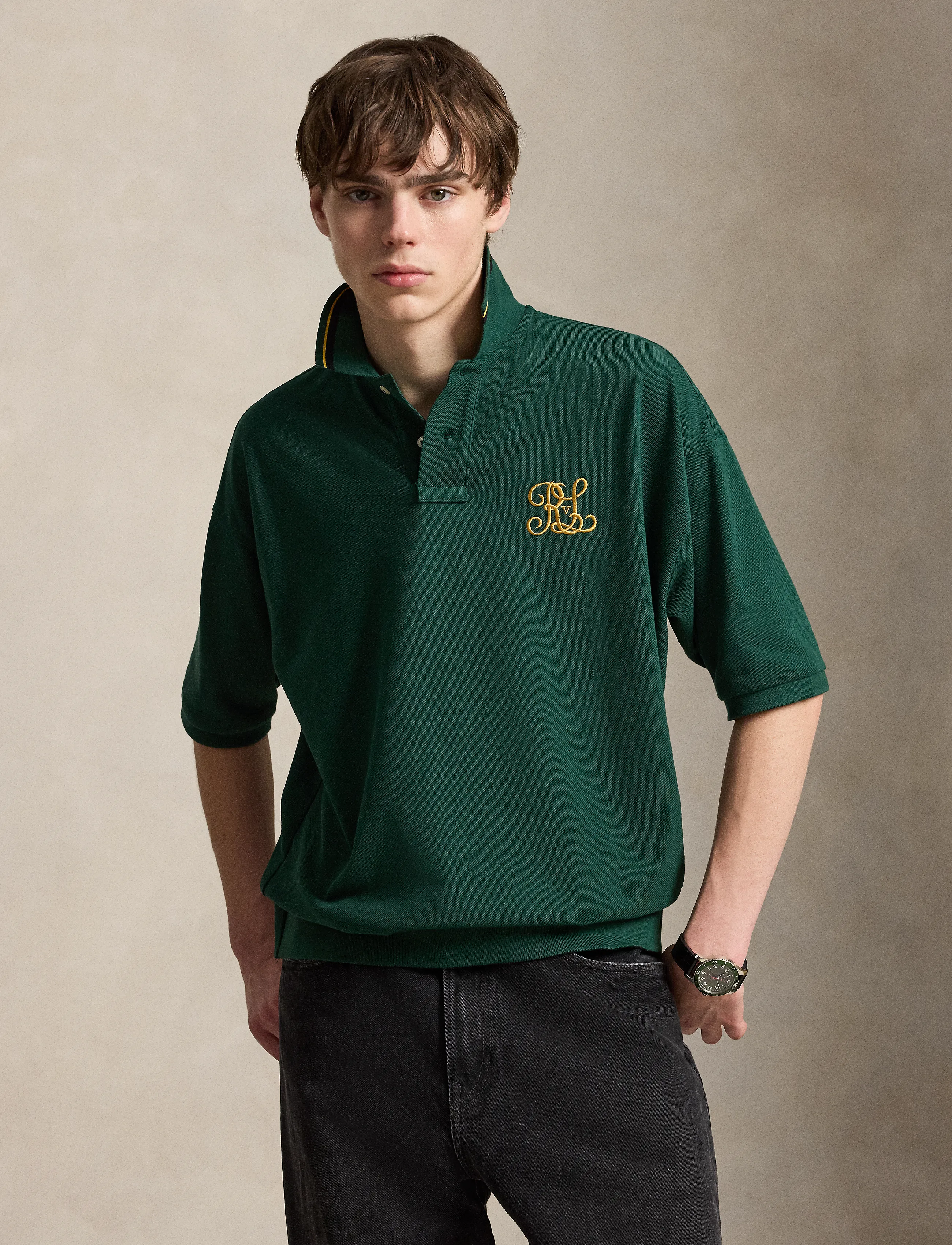 Polo Ralph Lauren Relaxed Fit Crest Mesh Polo Shirt - Poloer - MOSS AGATE / green