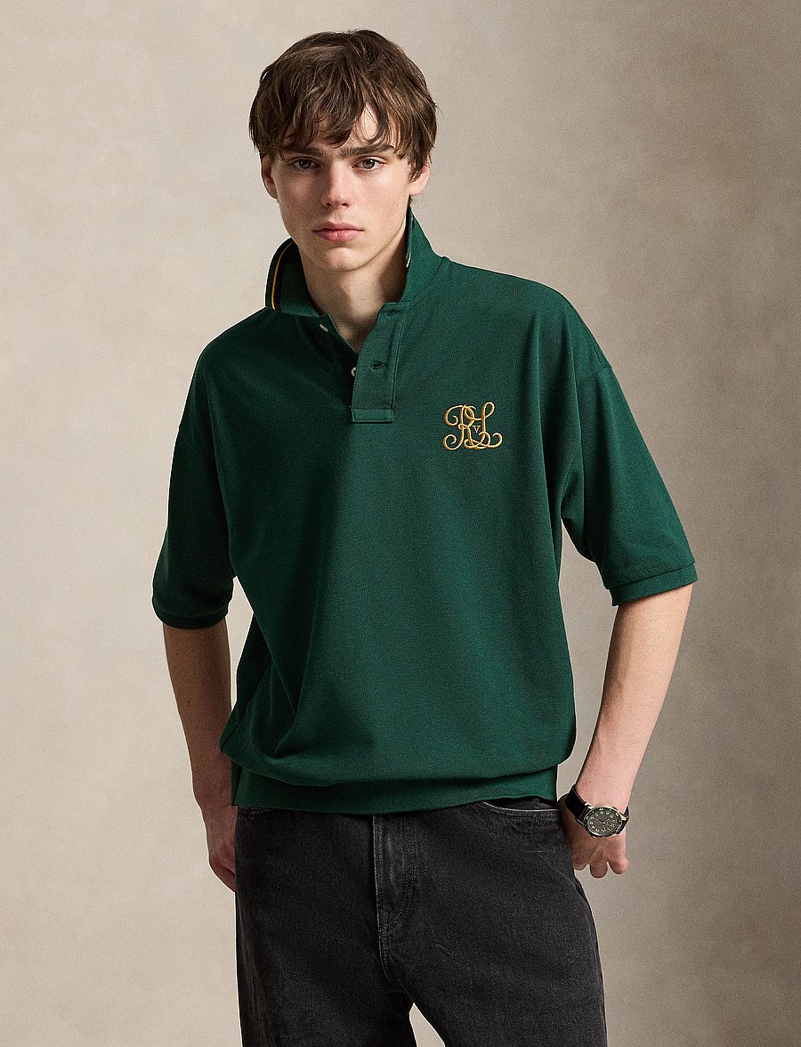 Polo Ralph Lauren - Relaxed Fit Crest Mesh Polo Shirt - stutterma pólóbolir - moss agate - 0