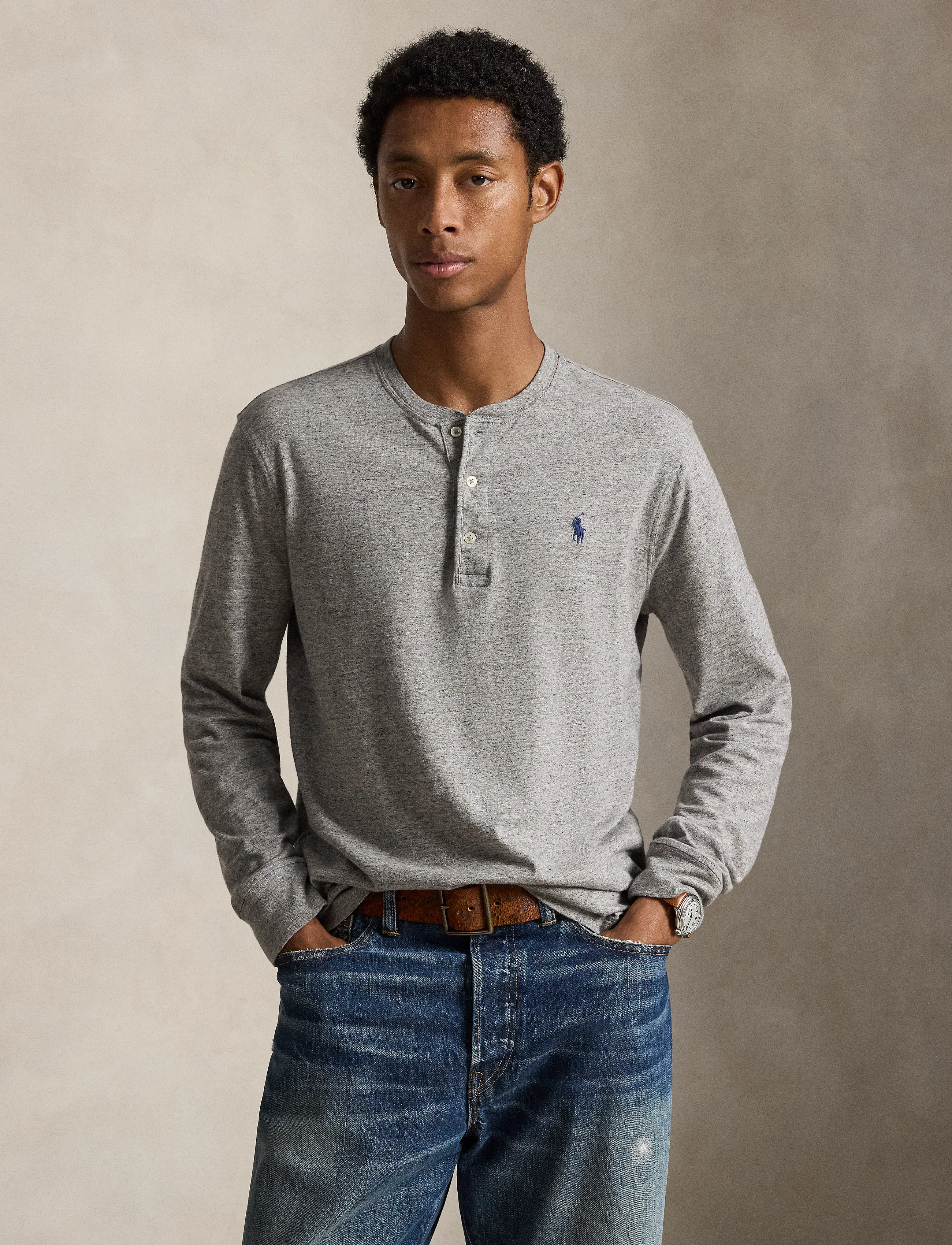 Classic Fit Jersey Henley Shirt