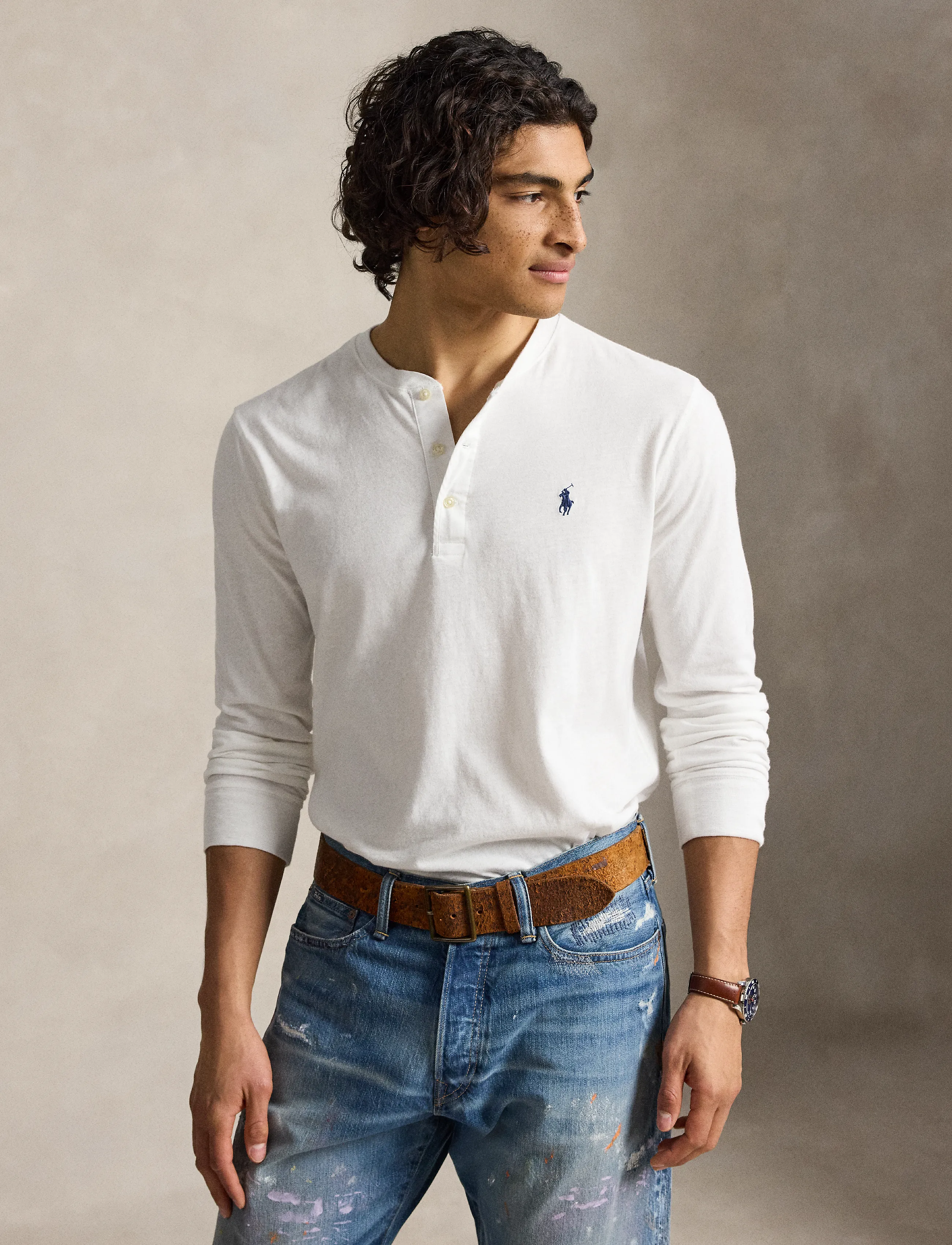 Polo Ralph Lauren Classic Fit Jersey Henley Shirt - T-shirts - WHITE / white