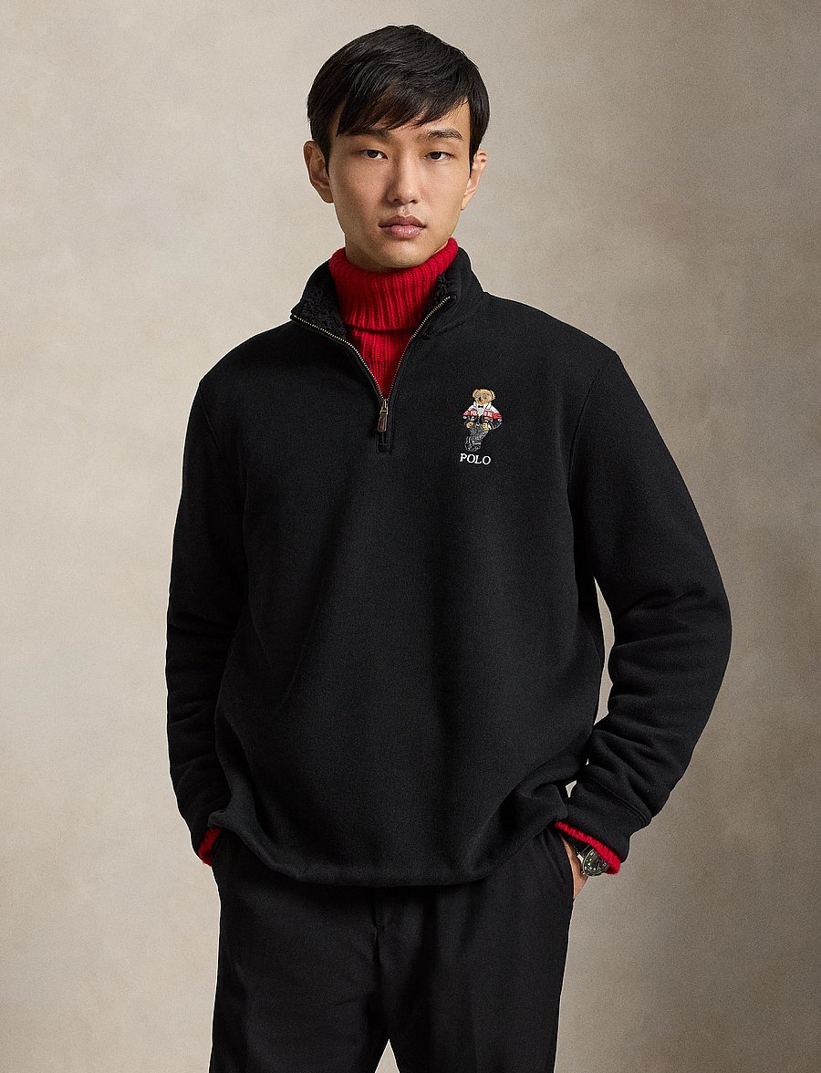 Polo Ralph Lauren - Polo Bear Estate-Rib Pullover - half zip jumpers - polo black - 0