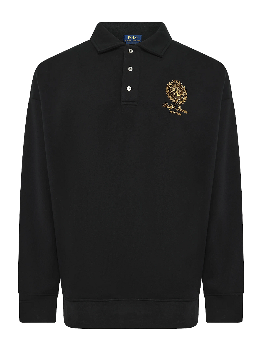 Polo Ralph Lauren - The RL Fleece Relaxed Crest Sweatshirt - poloer i strik med lange ærmer - polo black - 0