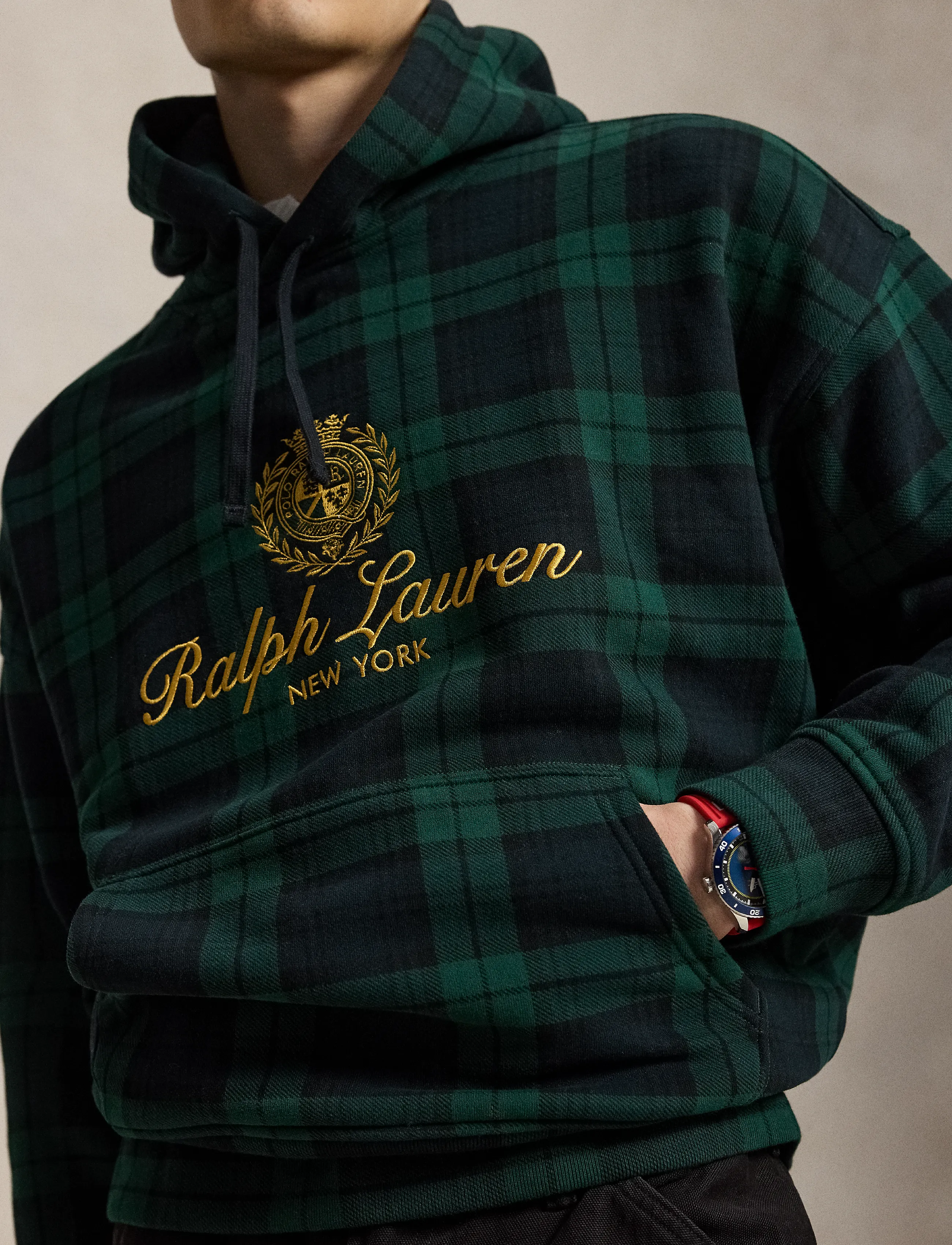 Polo Ralph Lauren - Relaxed Fit Crest-Embroidered Hoodie - blackwatch plaid - 2
