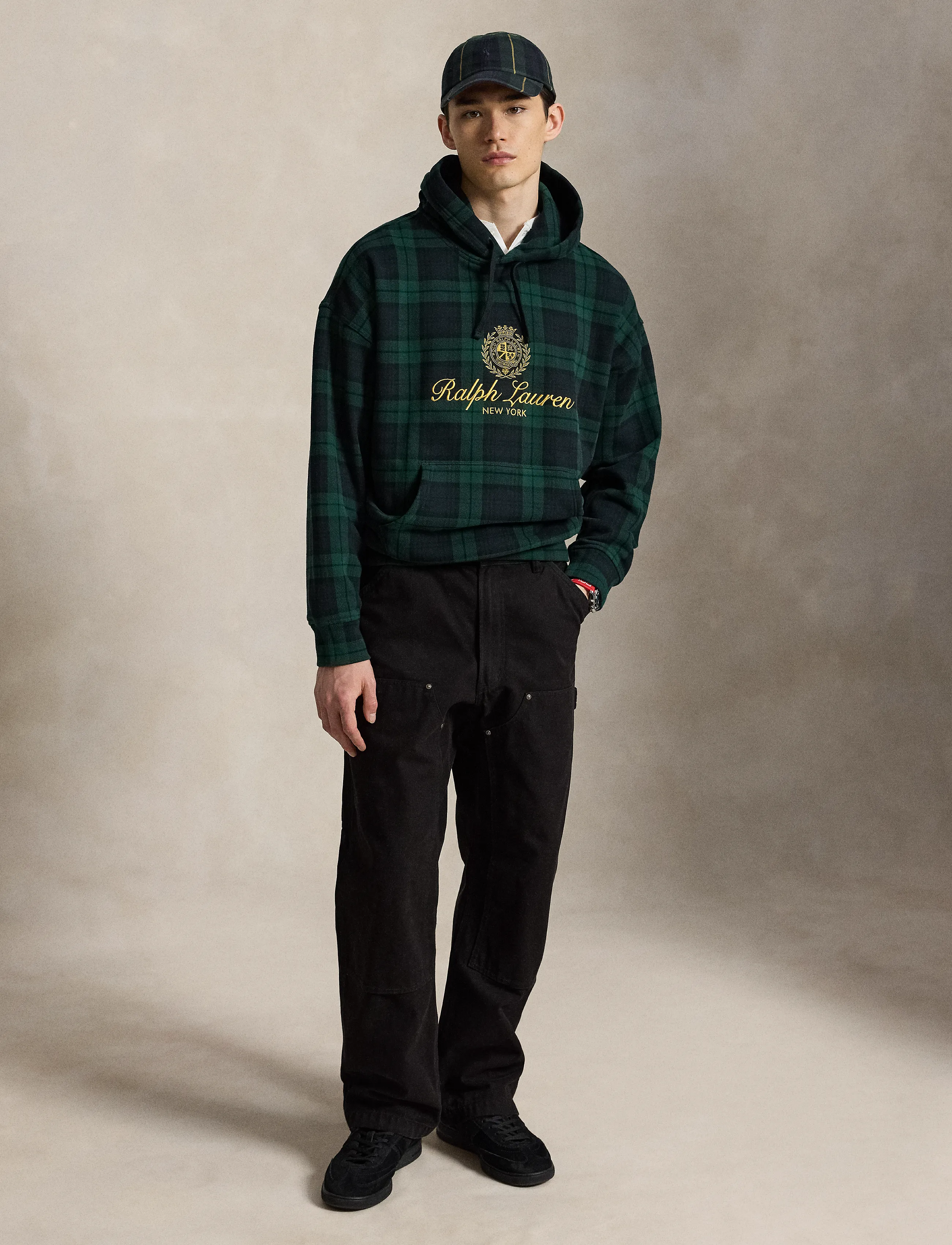Polo Ralph Lauren - Relaxed Fit Crest-Embroidered Hoodie - blackwatch plaid - 3