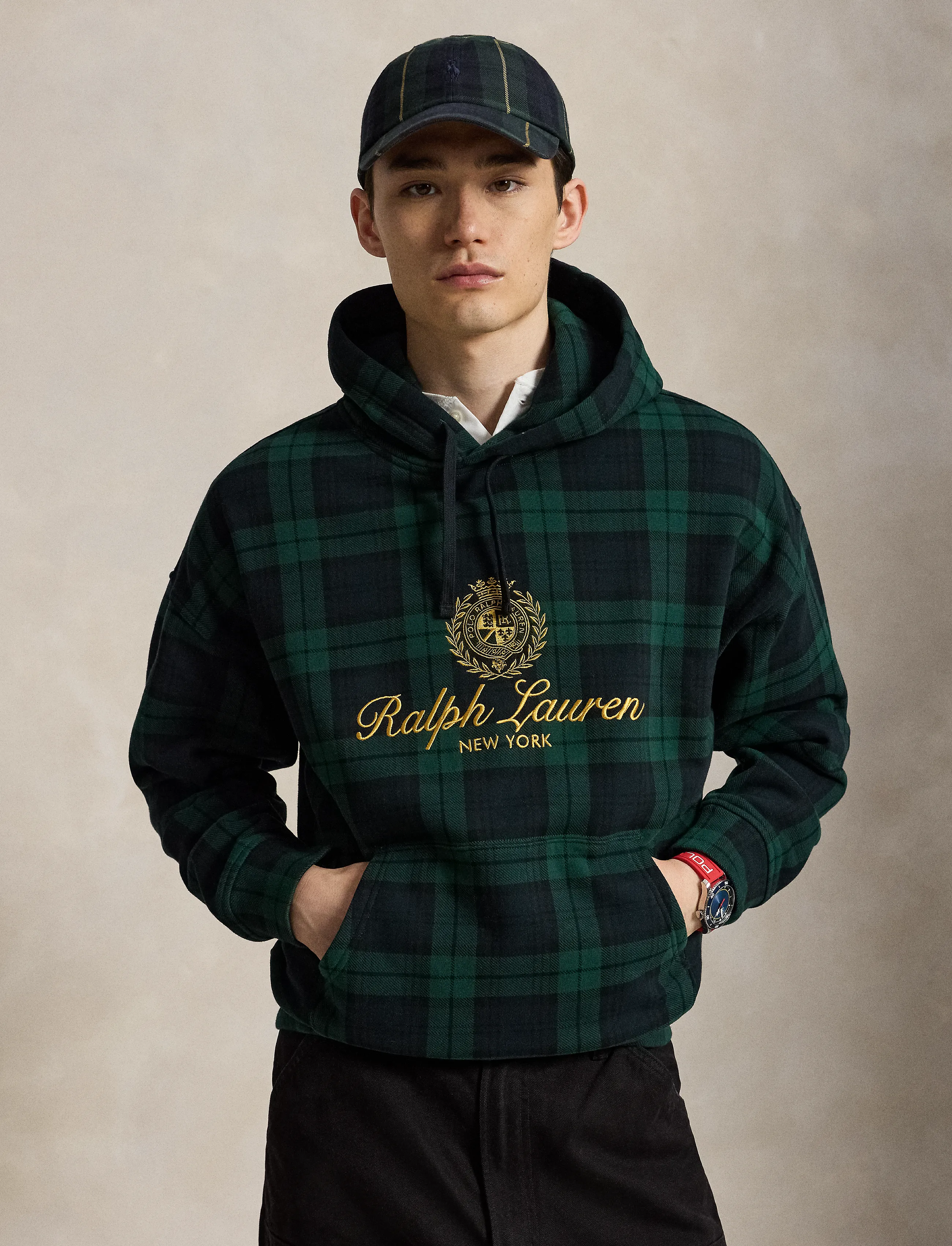 Polo Ralph Lauren - Relaxed Fit Crest-Embroidered Hoodie - blackwatch plaid - 4