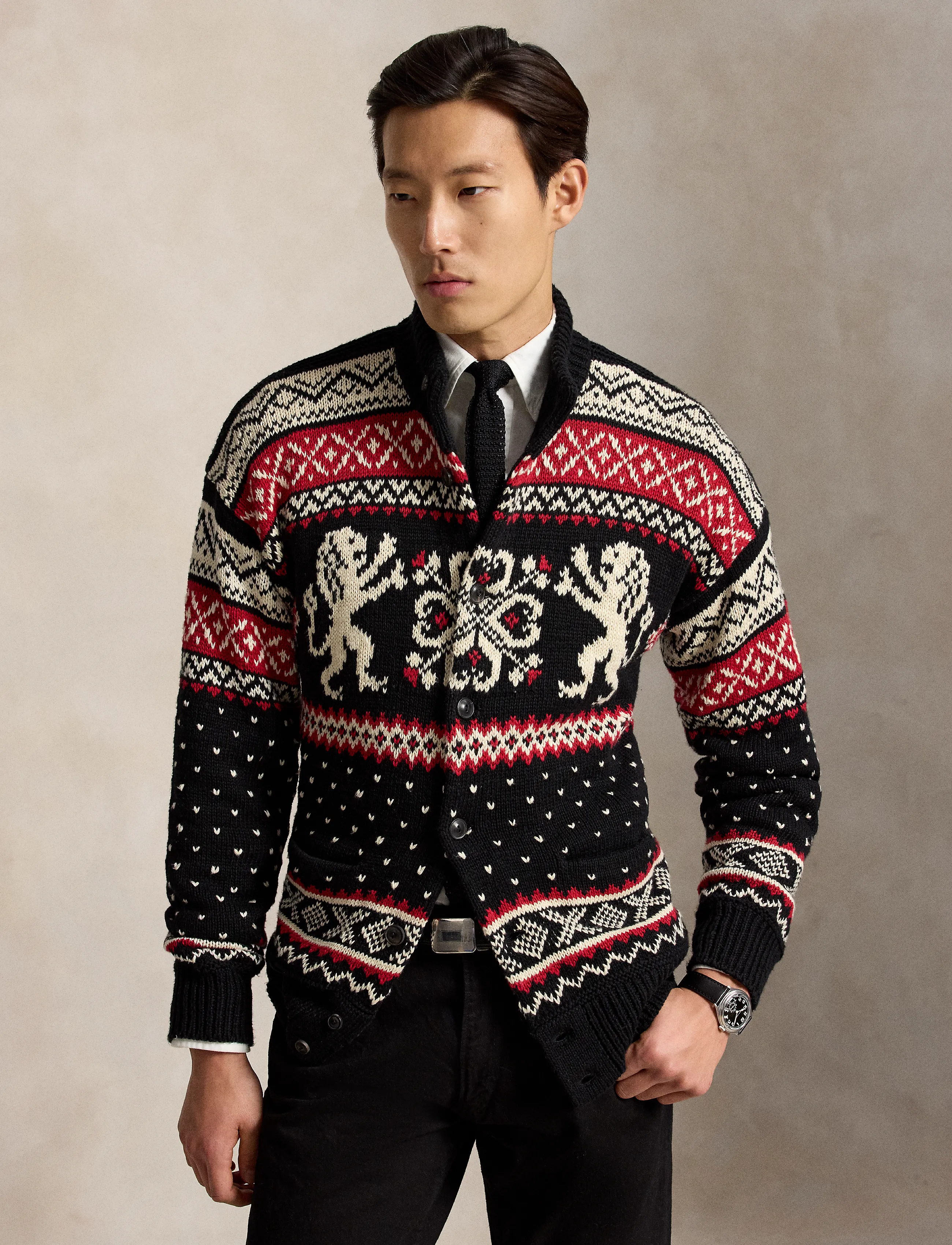 Polo Ralph Lauren Relaxed Fit Cotton-Cashmere Cardigan - Business - BLACK COMBO / black