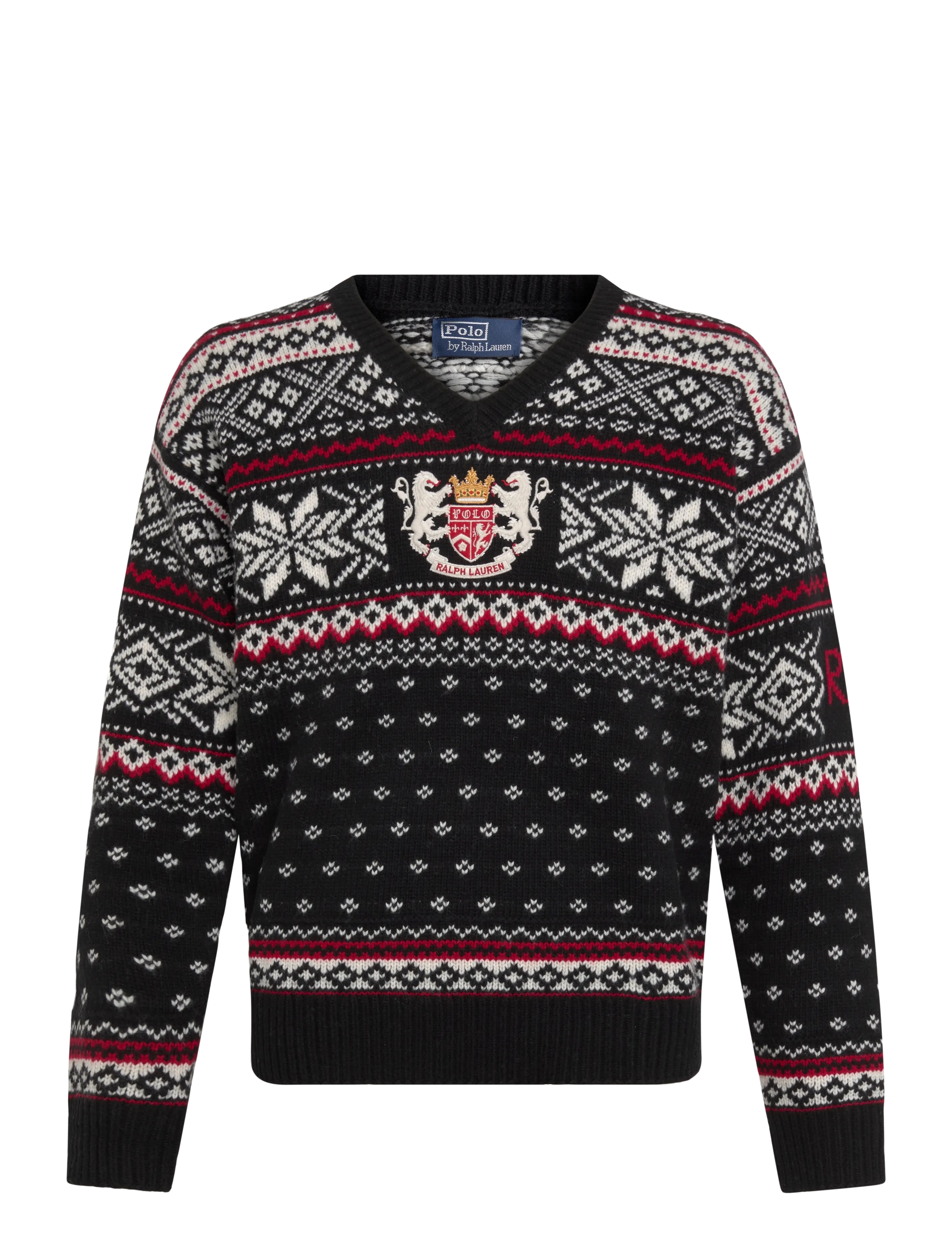Polo Ralph Lauren Embroidered Wool Sweater - Strickmode - BLACK COMBO / multi