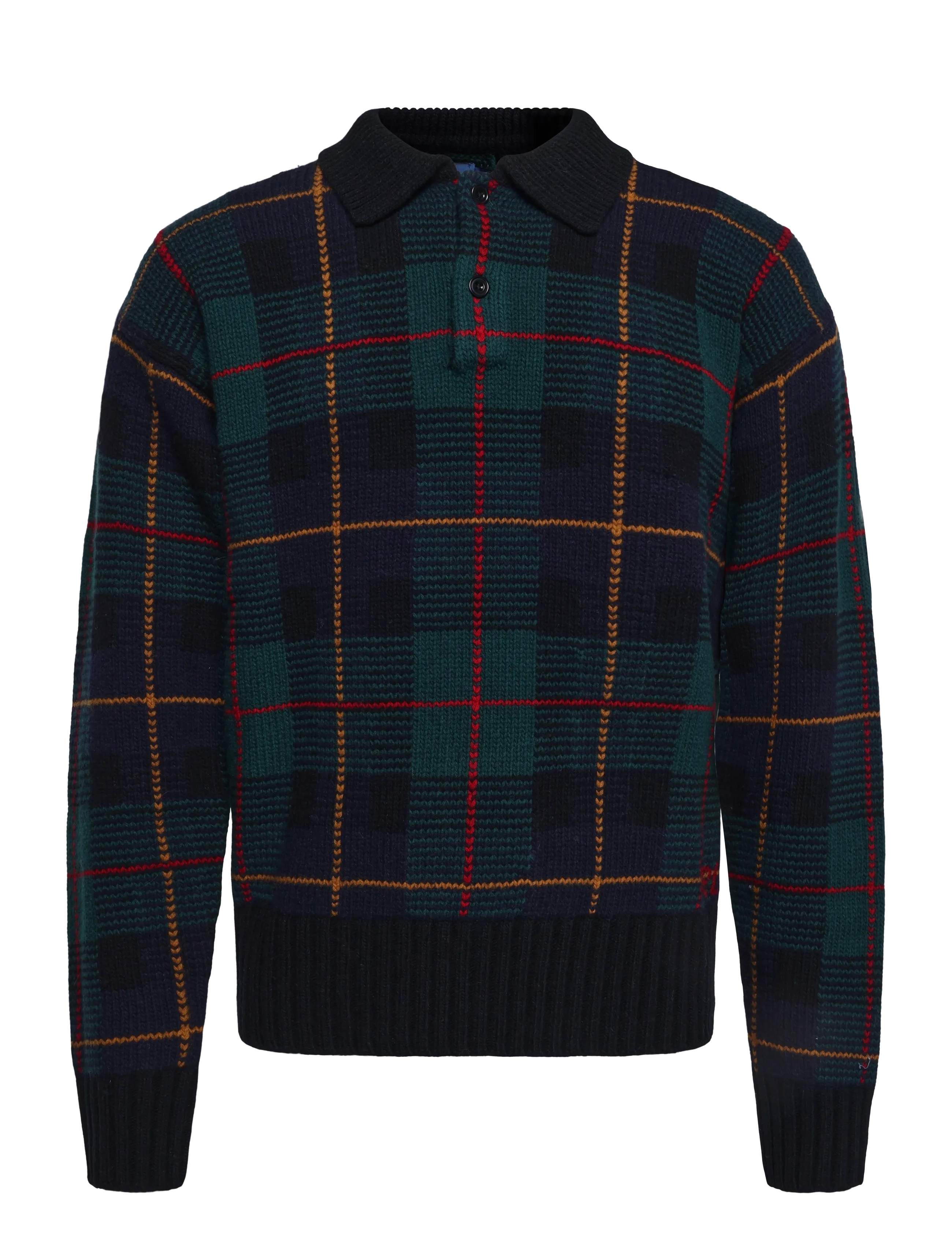 Polo Ralph Lauren Relaxed Fit Plaid Wool Polo Sweater - Kleidung - BLACK COMBO / black
