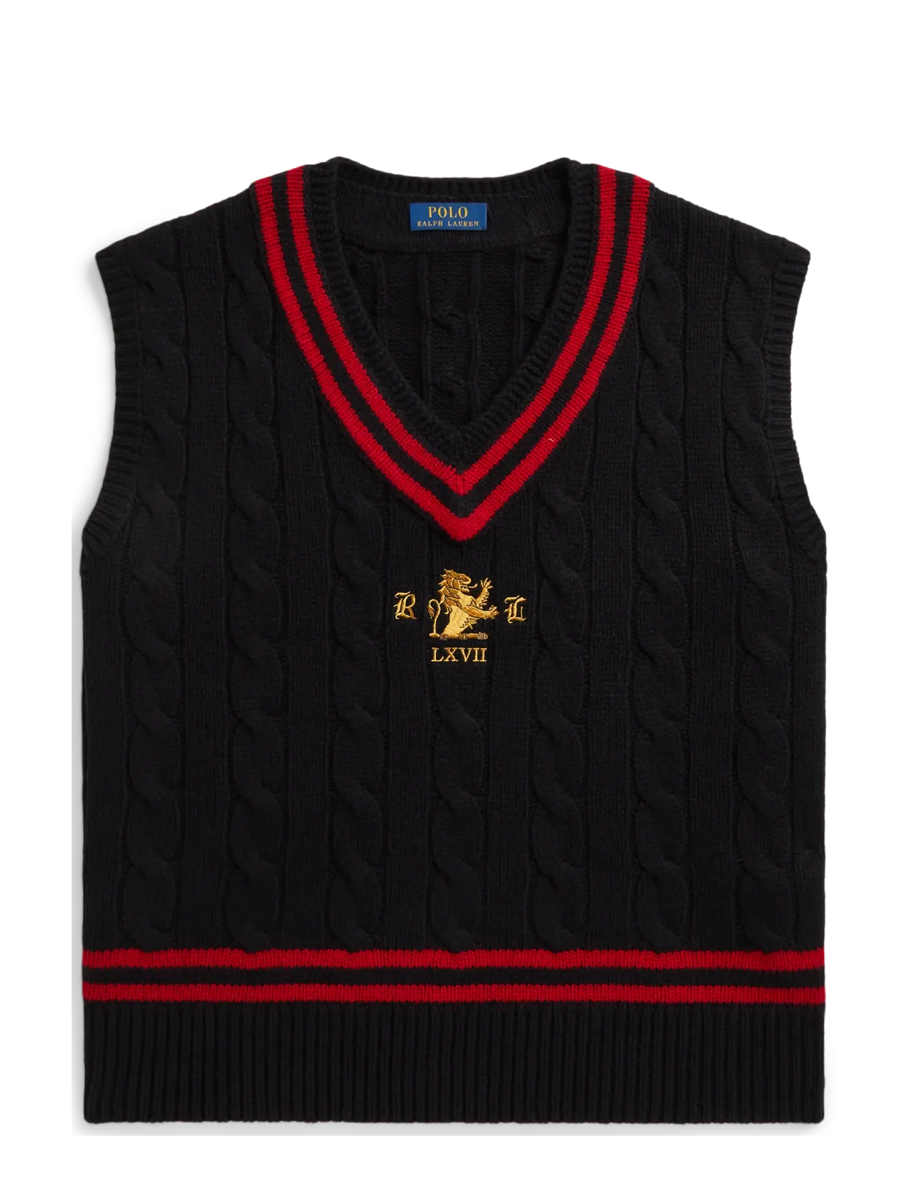 Polo Ralph Lauren Wool Cricket Sweater Vest - Tøj - BLACK COMBO / black