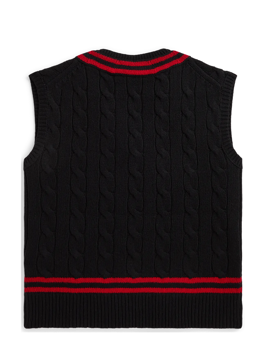 Polo Ralph Lauren - Wool Cricket Sweater Vest - kootud vestid - black combo - 1