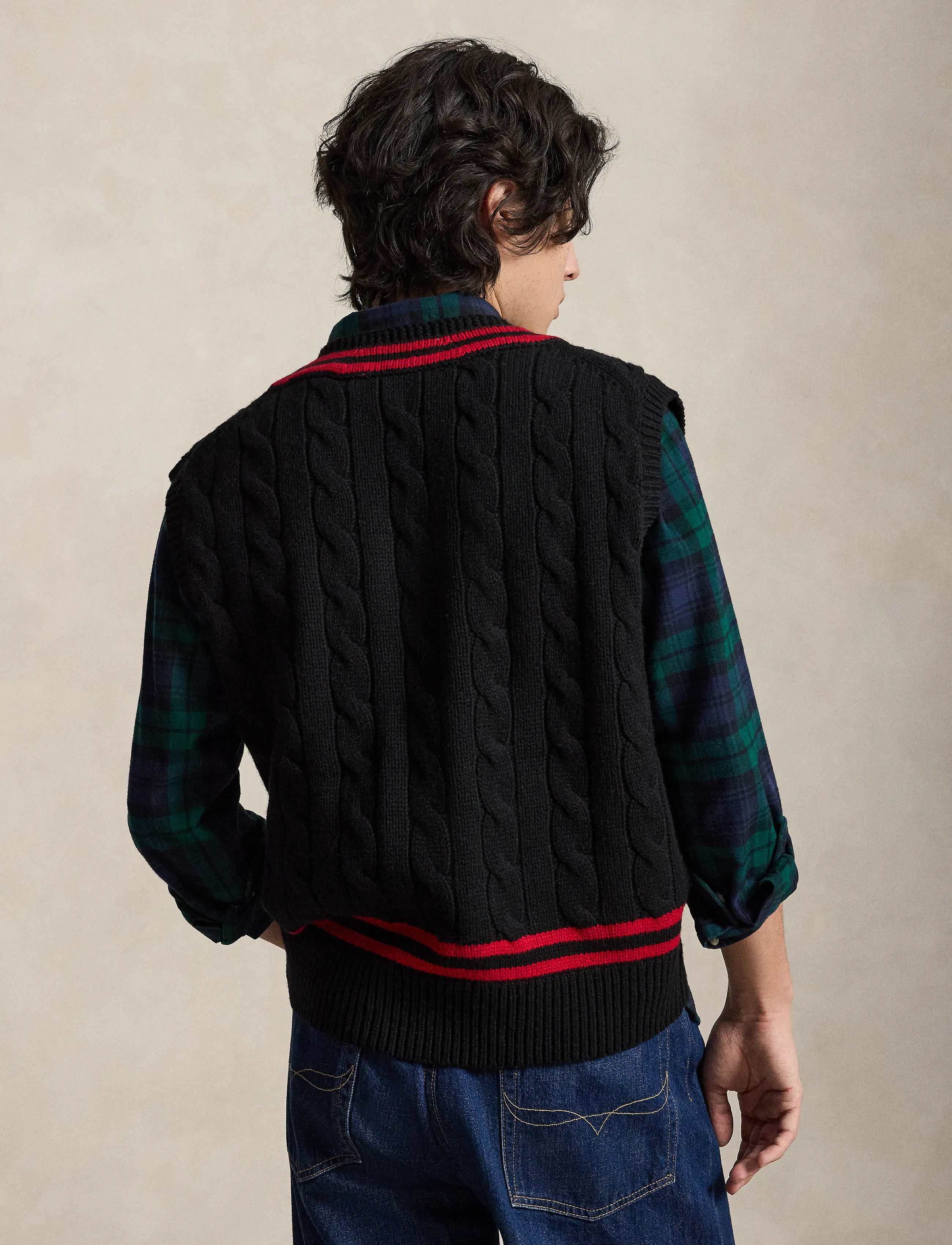 Polo Ralph Lauren - Wool Cricket Sweater Vest - strikveste - black combo - 4