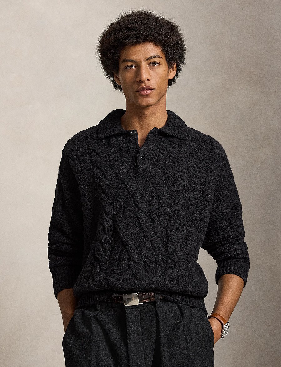 Polo Ralph Lauren - Aran-Knit Wool-Alpaca Sweater - polo black - 5