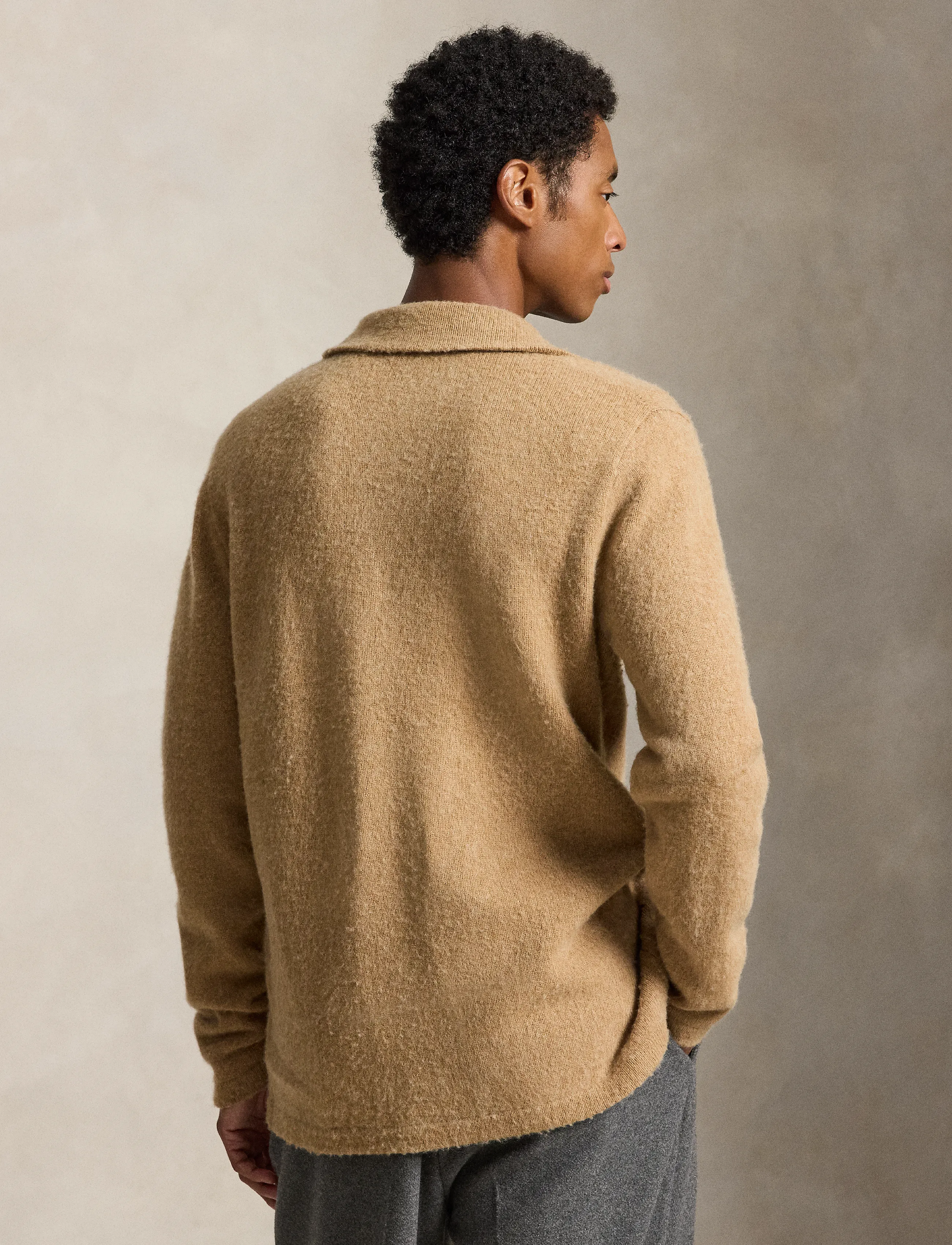 Polo Ralph Lauren - Wool-Cashmere Blazer Cardigan - cardigans - crouton tan heath - 4
