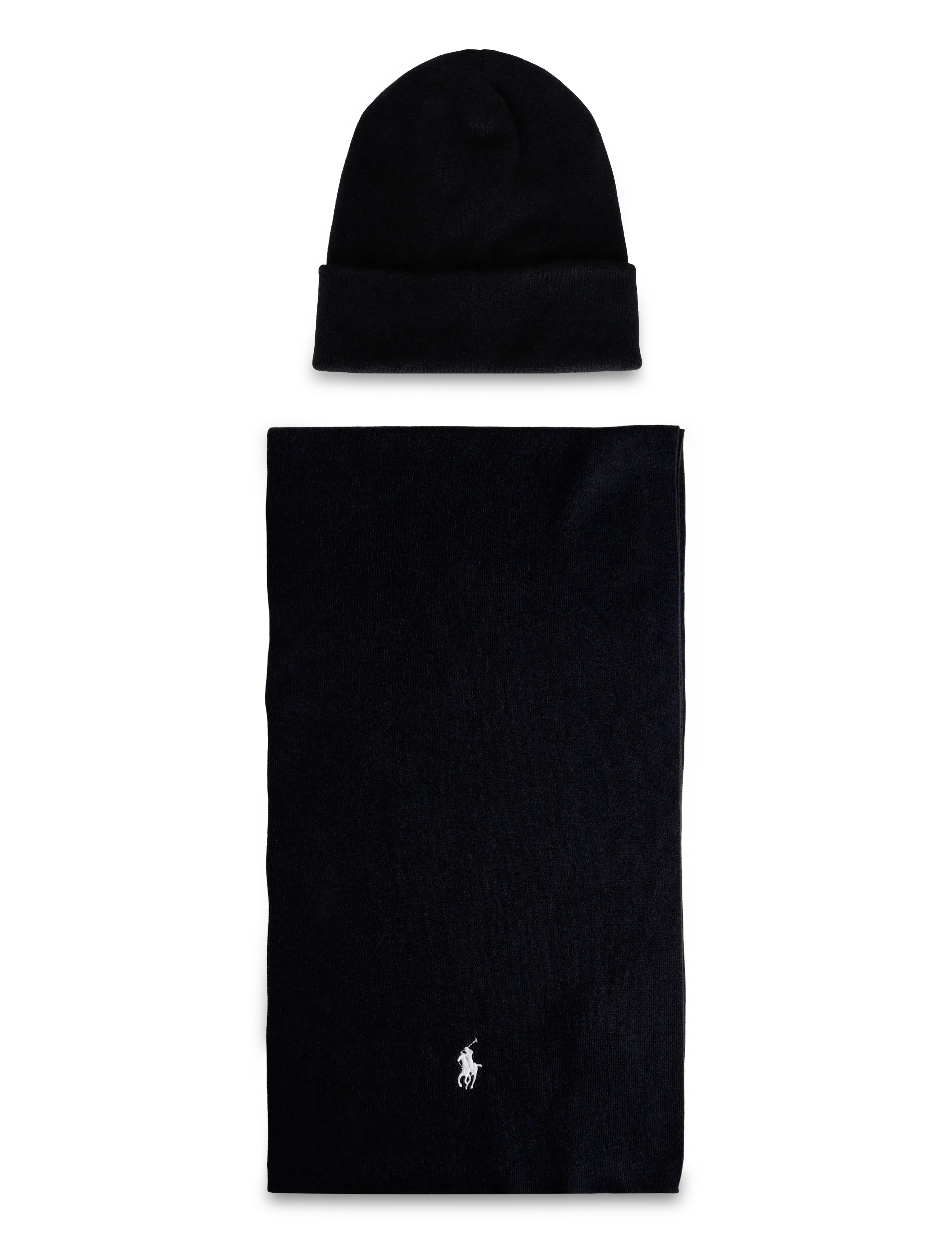 Polo Ralph Lauren Rib-Knit Cotton Beanie & Scarf Gift Set - Czapki i Kapelusze - NAVY HTHR W/ C173 / navy