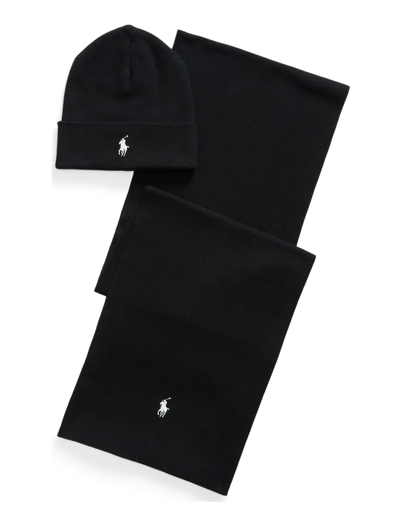 Polo Ralph Lauren Rib-Knit Cotton Beanie & Scarf Gift Set - Czapki i Kapelusze - POLO BLACK W/ C17 / black